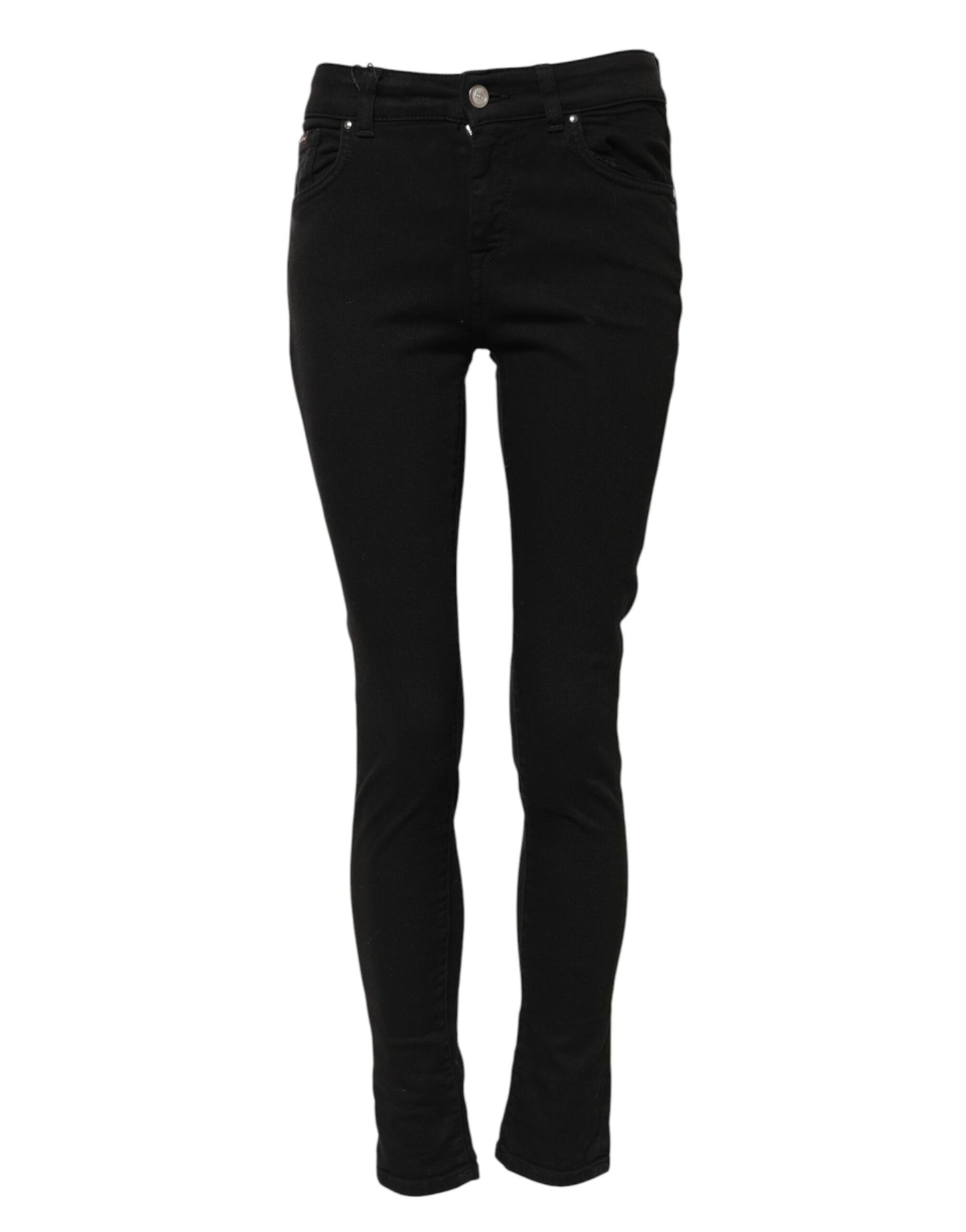 Dolce & Gabbana Black Cotton Skinny Mid Waist Denim Jeans Dolce & Gabbana