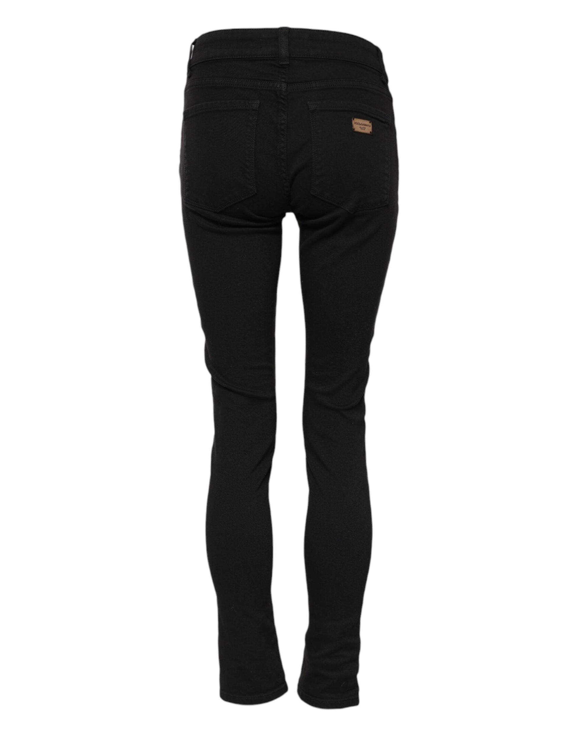 Dolce & Gabbana Black Cotton Skinny Mid Waist Denim Jeans Dolce & Gabbana