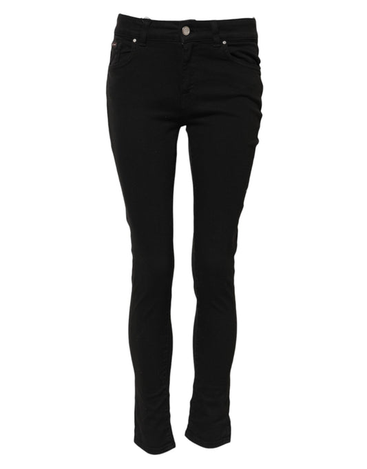 Dolce & Gabbana Black Cotton Skinny Mid Waist Denim Jeans Dolce & Gabbana