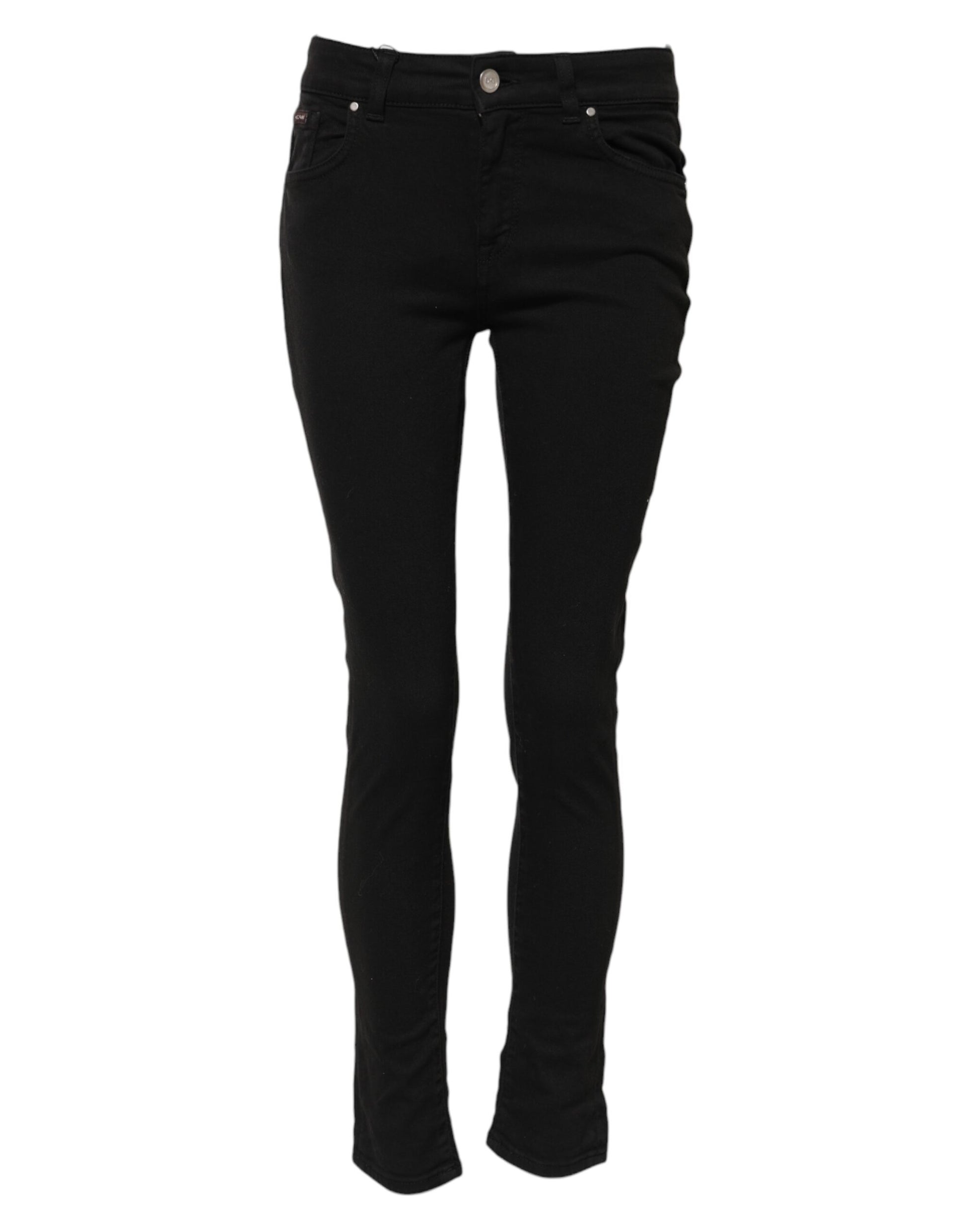 Dolce & Gabbana Black Cotton Skinny Mid Waist Denim Jeans Dolce & Gabbana