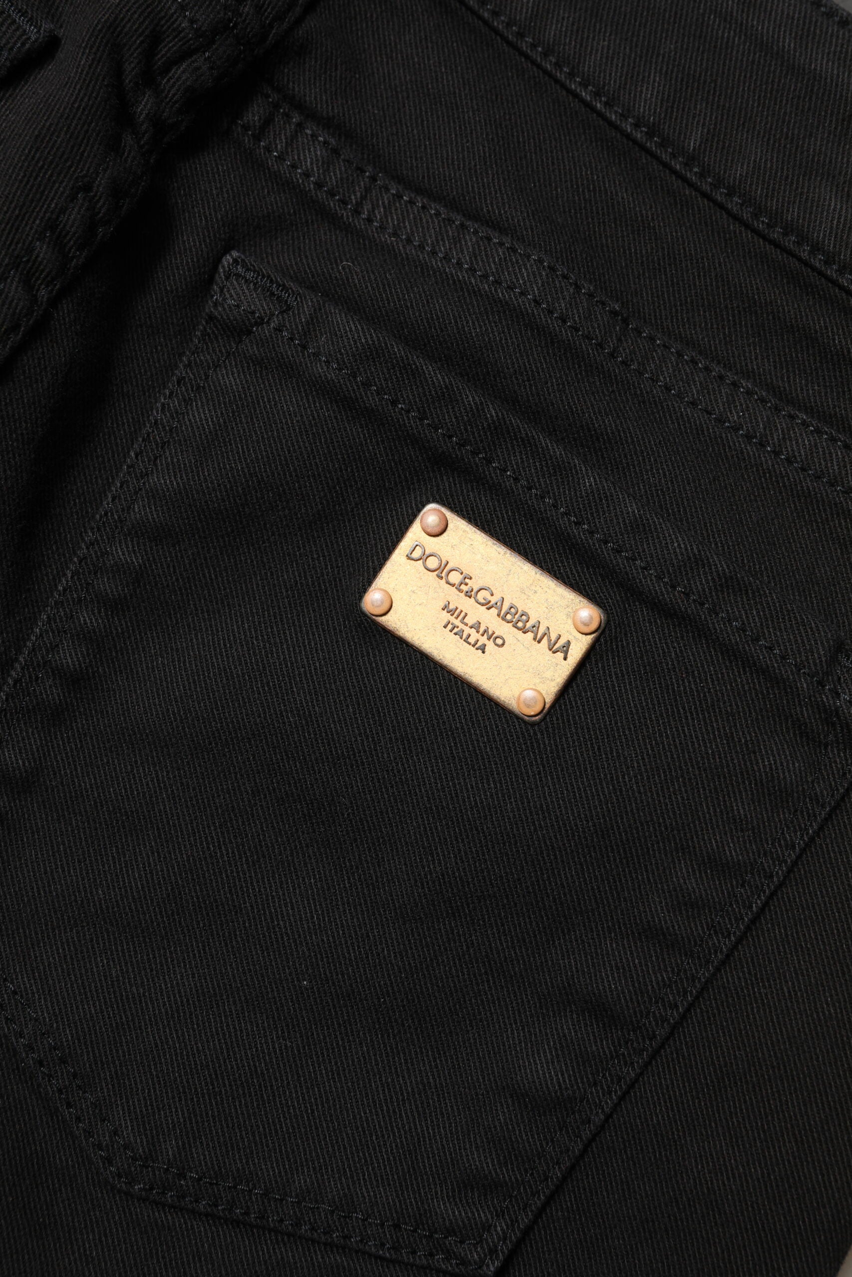 Dolce & Gabbana Black Cotton Skinny Mid Waist Denim Jeans Dolce & Gabbana