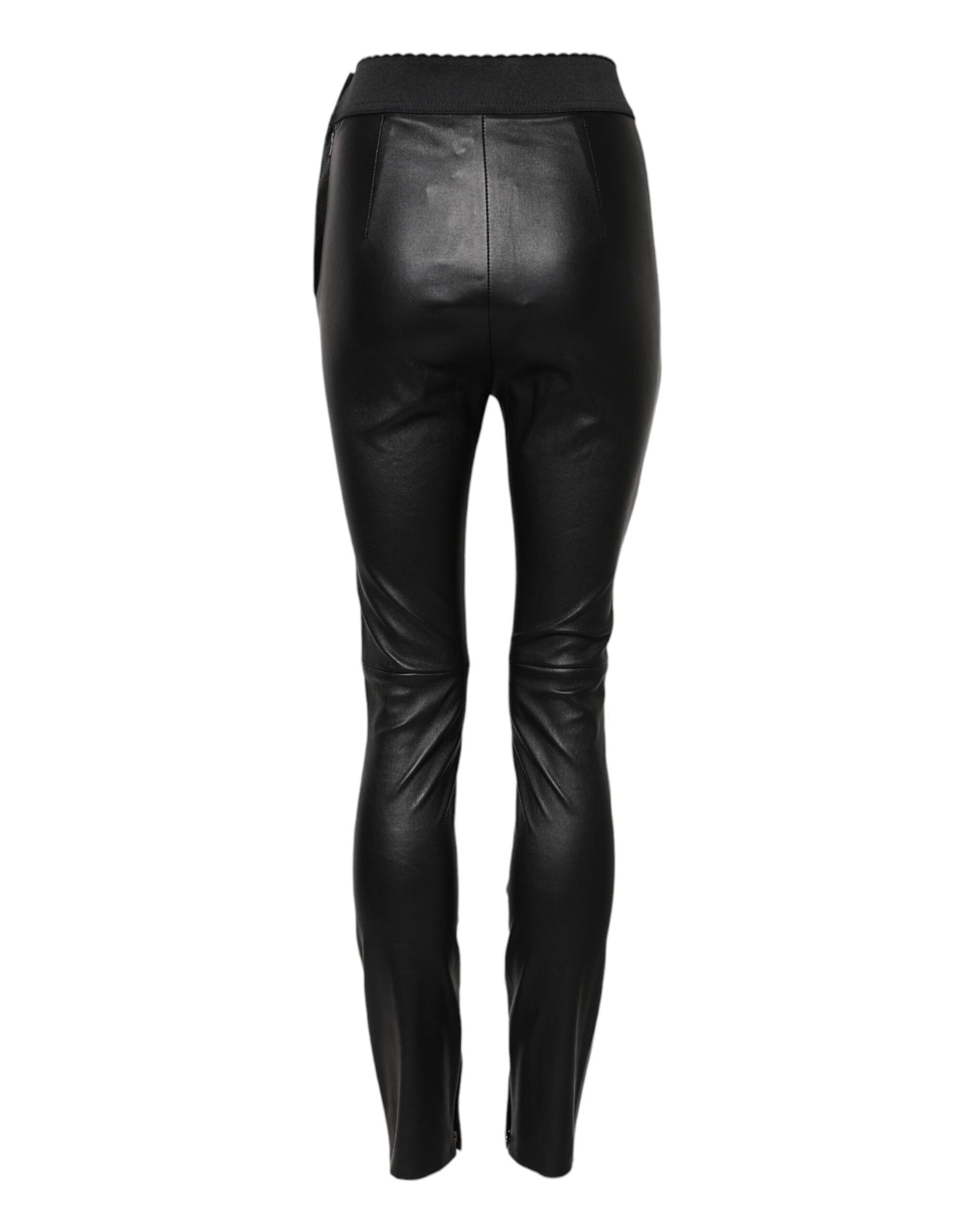 Dolce & Gabbana Black Leather Elastic Waist Pants Dolce & Gabbana