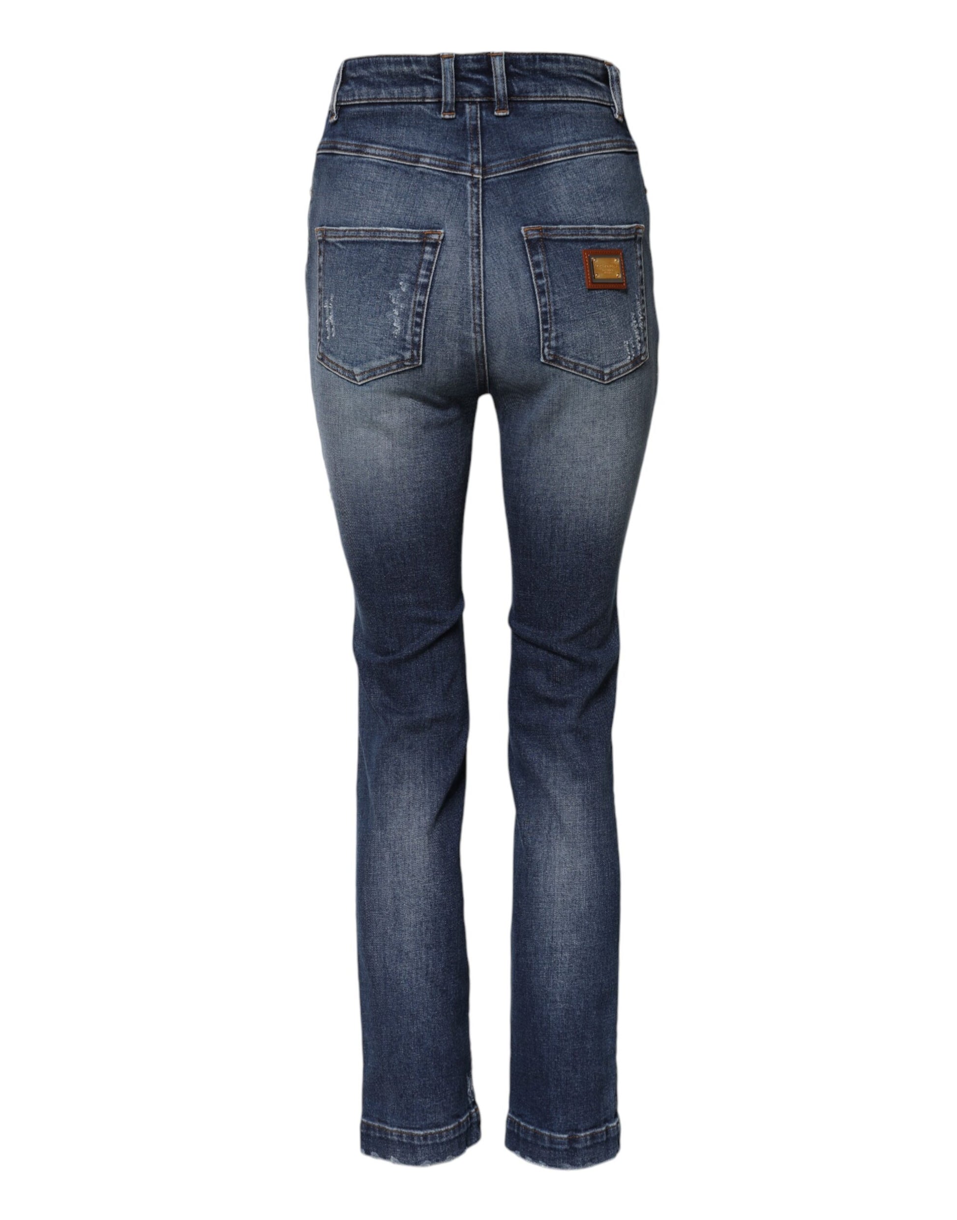 Dolce & Gabbana Blue Rhinestone Embellished Denim Jeans Dolce & Gabbana