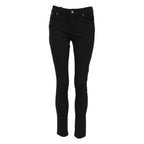 Dolce & Gabbana Black Cotton Logo Skinny Mid Waist Denim Jeans
