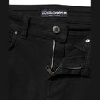 Dolce & Gabbana Black Cotton Logo Skinny Mid Waist Denim Jeans