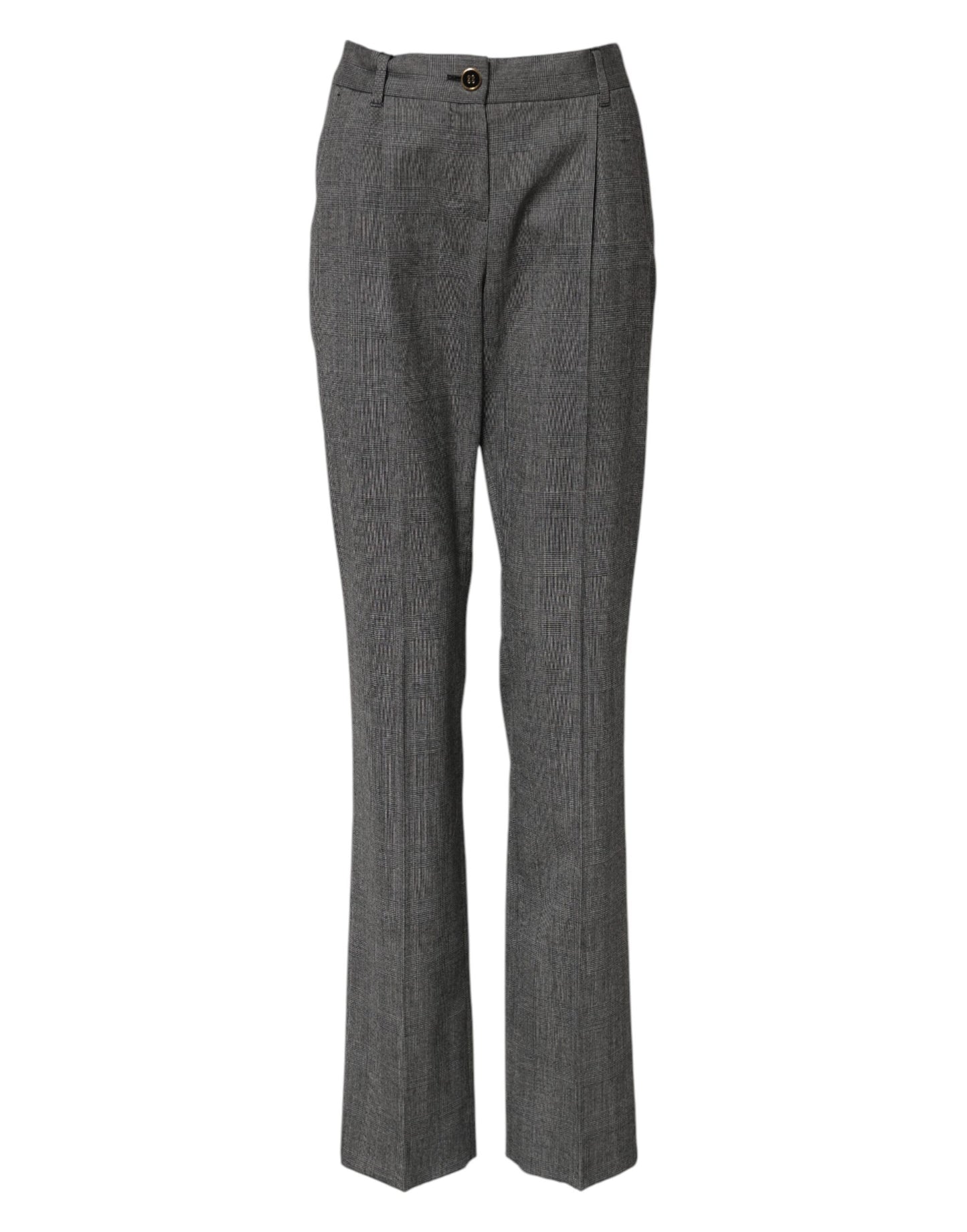 Dolce & Gabbana Gray Checkered High Waist Flared Pants Dolce & Gabbana
