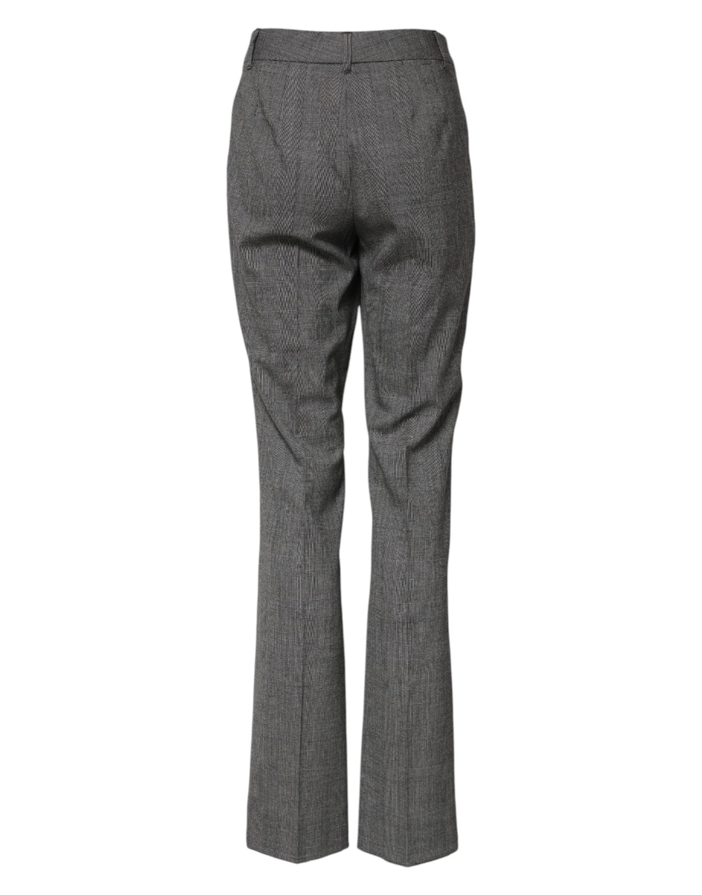 Dolce & Gabbana Gray Checkered High Waist Flared Pants Dolce & Gabbana