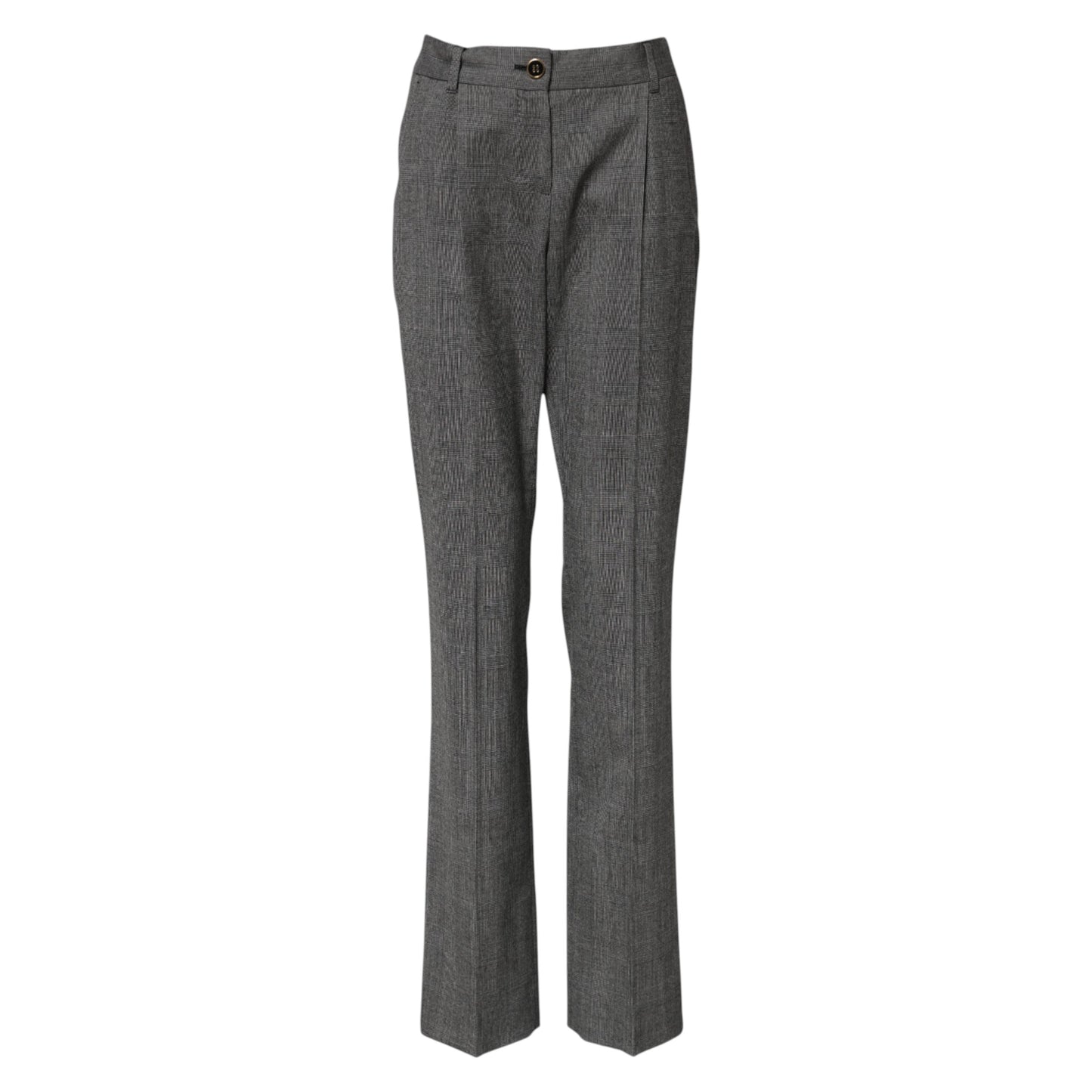 Dolce & Gabbana Gray Checkered High Waist Flared Pants Dolce & Gabbana