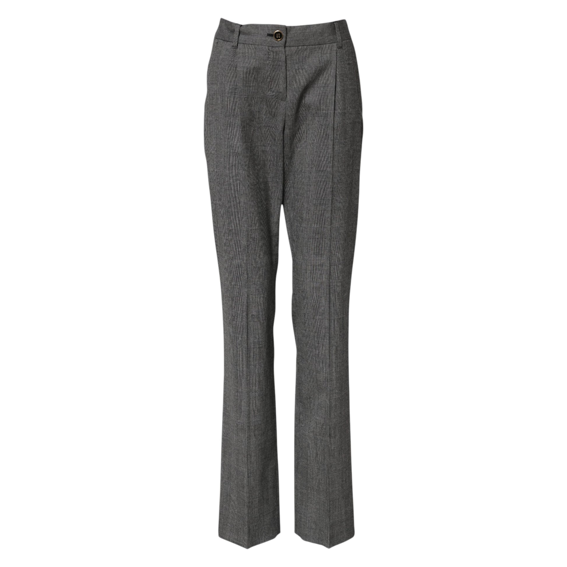 Dolce & Gabbana Gray Checkered High Waist Flared Pants Dolce & Gabbana