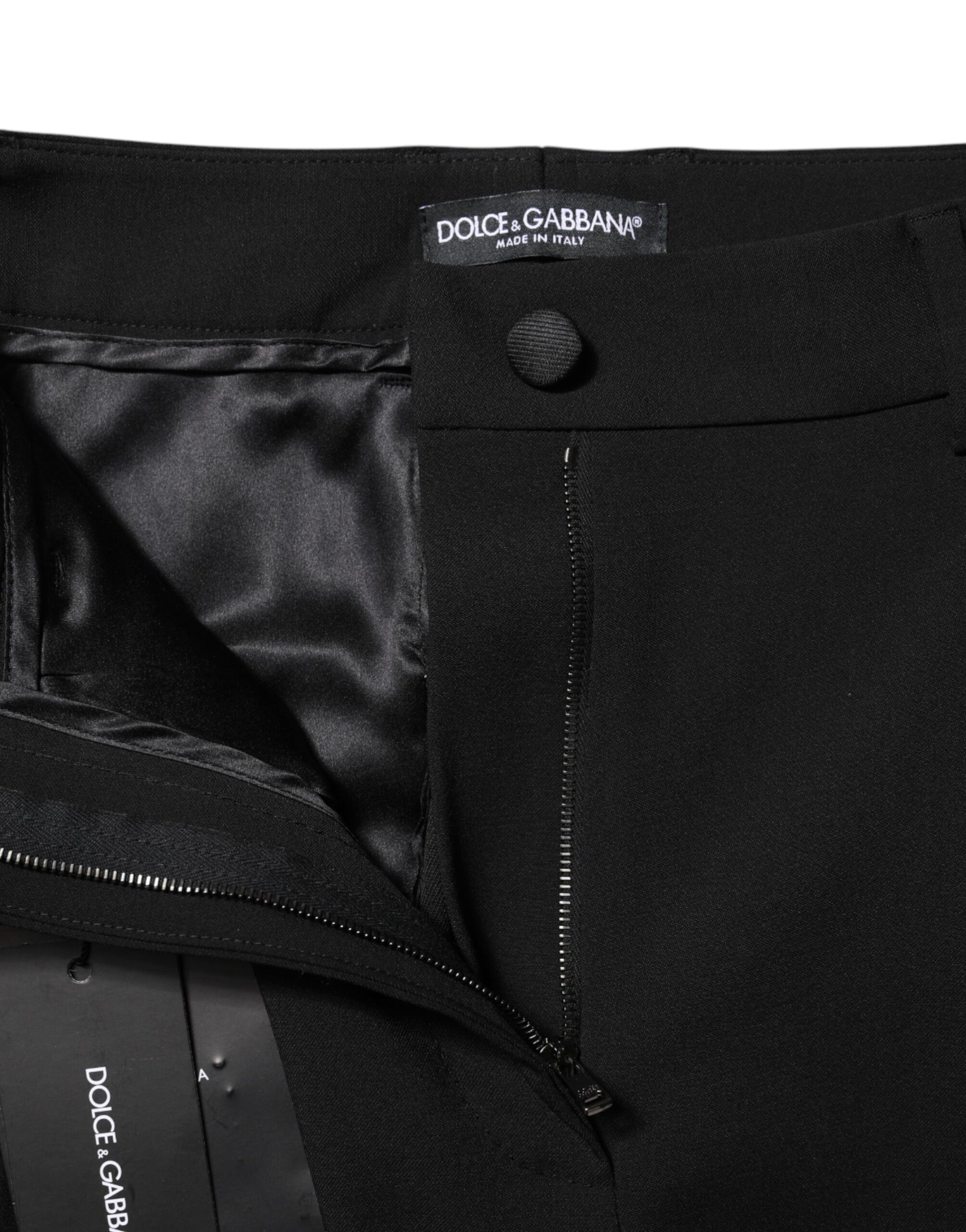 Dolce & Gabbana Black Wool High Waist Formal Pants Dolce & Gabbana