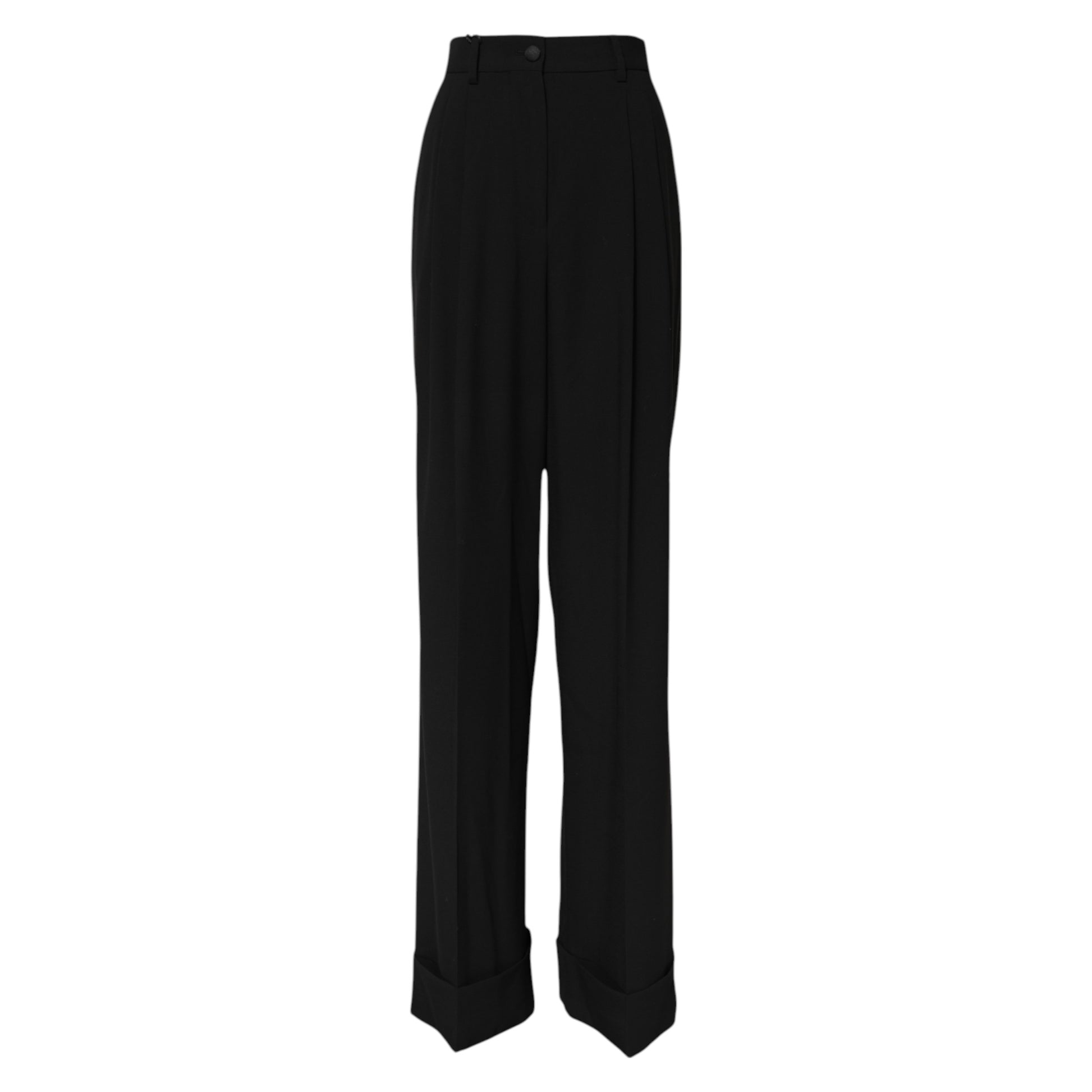 Dolce & Gabbana Black Wool High Waist Formal Pants Dolce & Gabbana