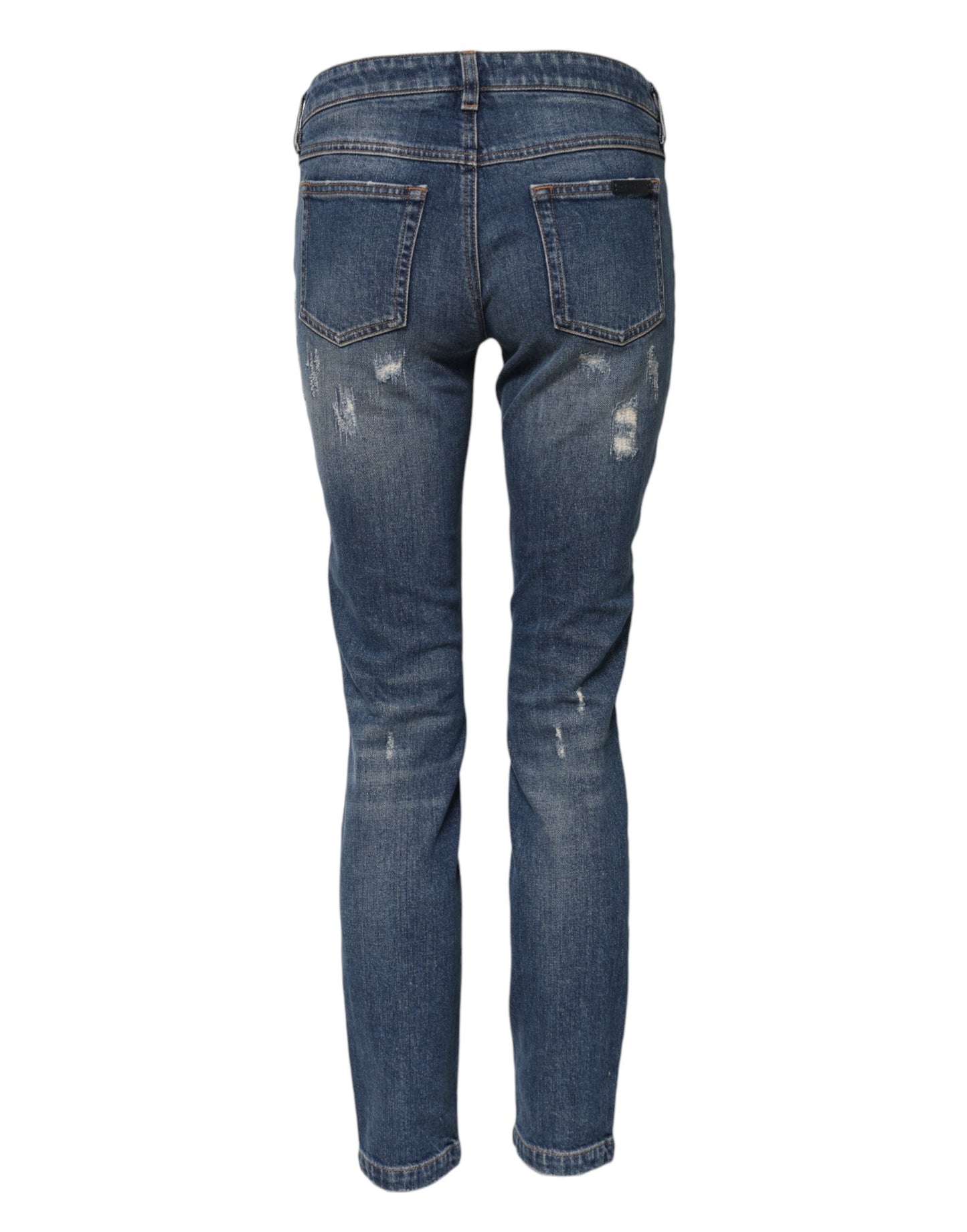 Dolce & Gabbana Blue Play Card Embroidery Skinny Denim Jeans Dolce & Gabbana