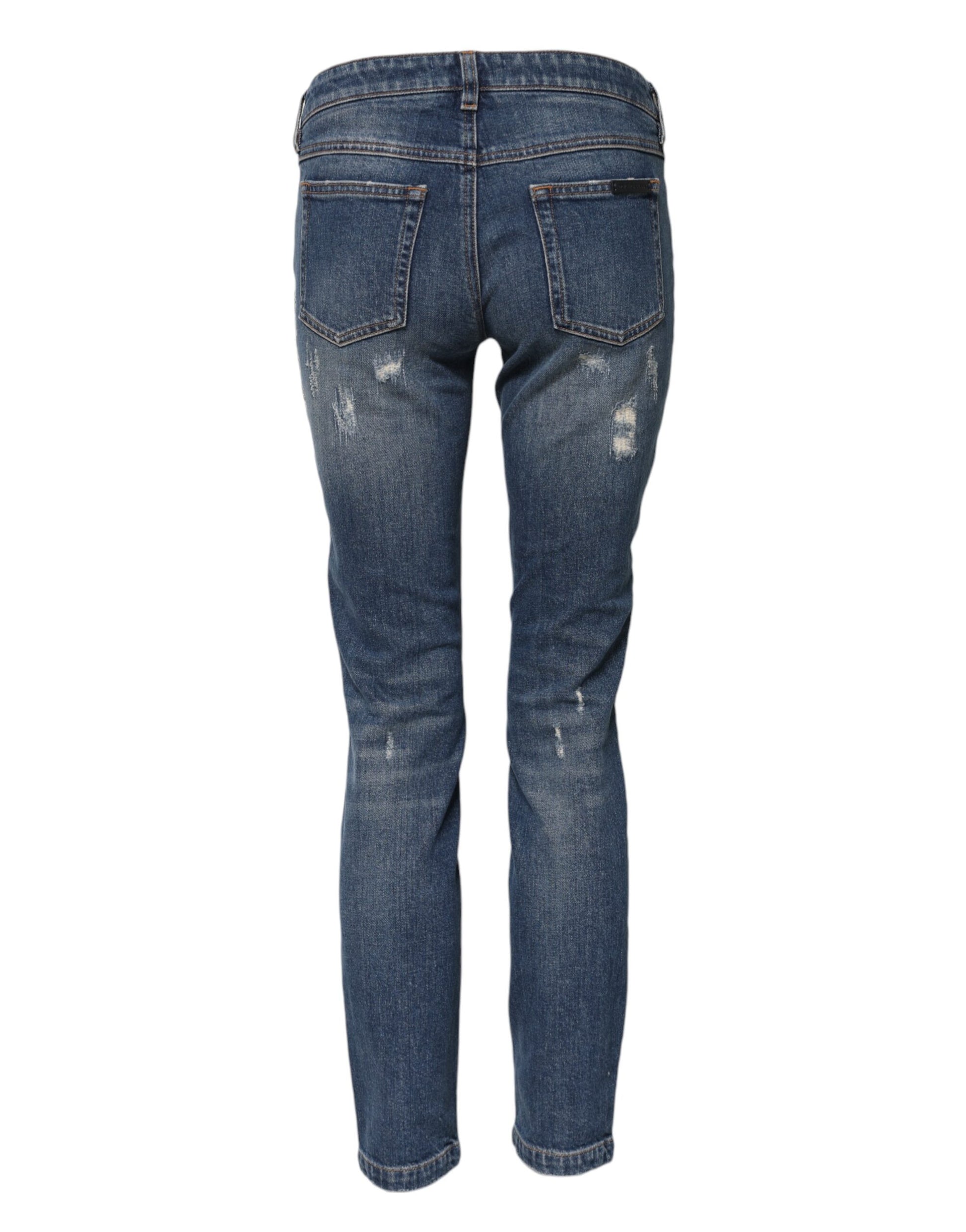 Dolce & Gabbana Blue Play Card Embroidery Skinny Denim Jeans Dolce & Gabbana