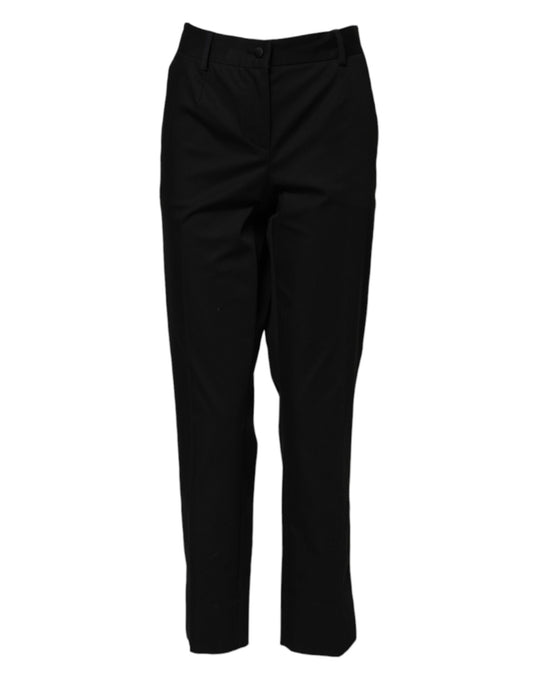 Dolce & Gabbana Black Cotton High Waist Formal Pants Dolce & Gabbana