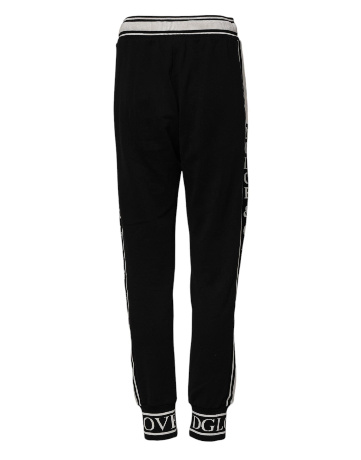 Dolce & Gabbana Black Cotton Jogger Logo Waist Pants Dolce & Gabbana
