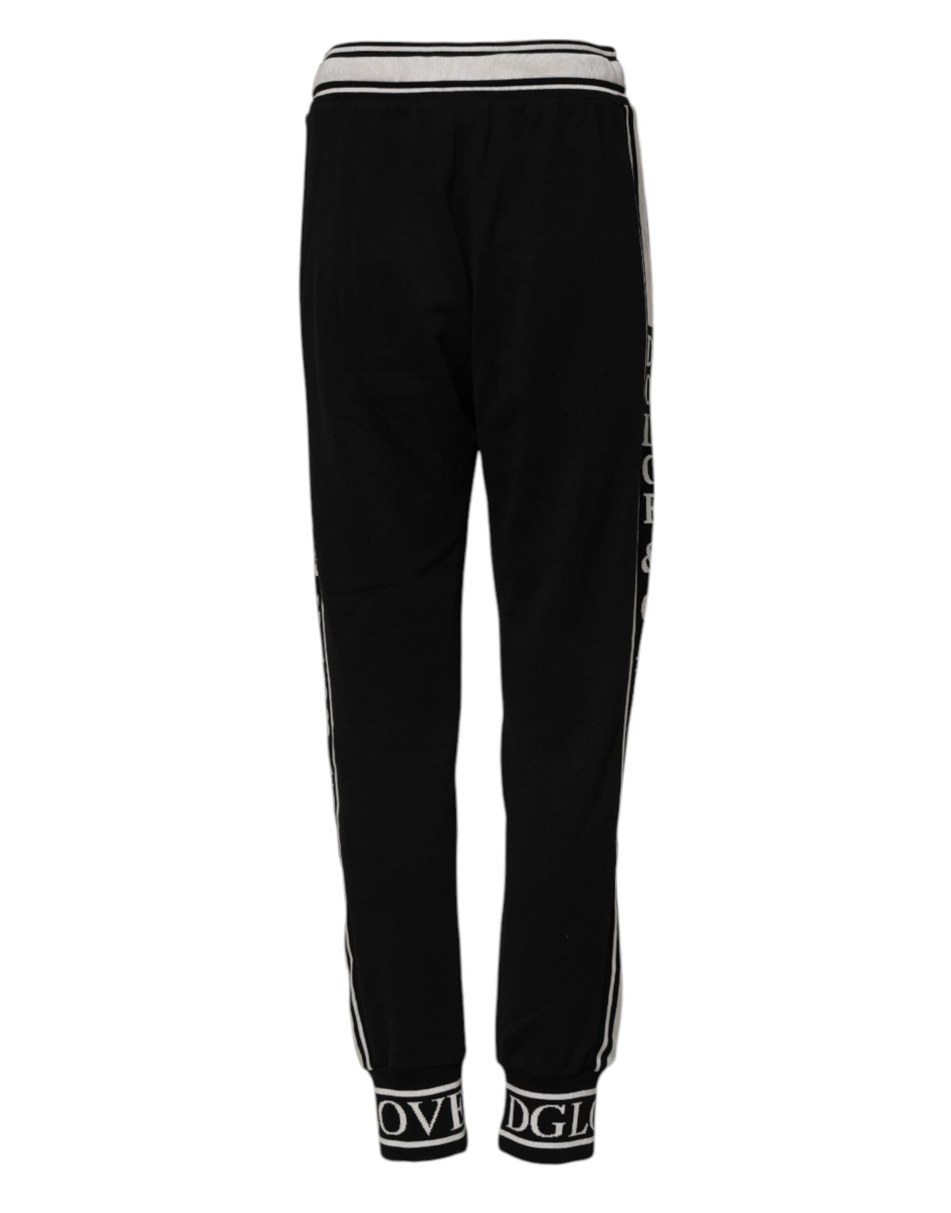 Dolce & Gabbana Black Cotton Jogger Logo Waist Pants Dolce & Gabbana