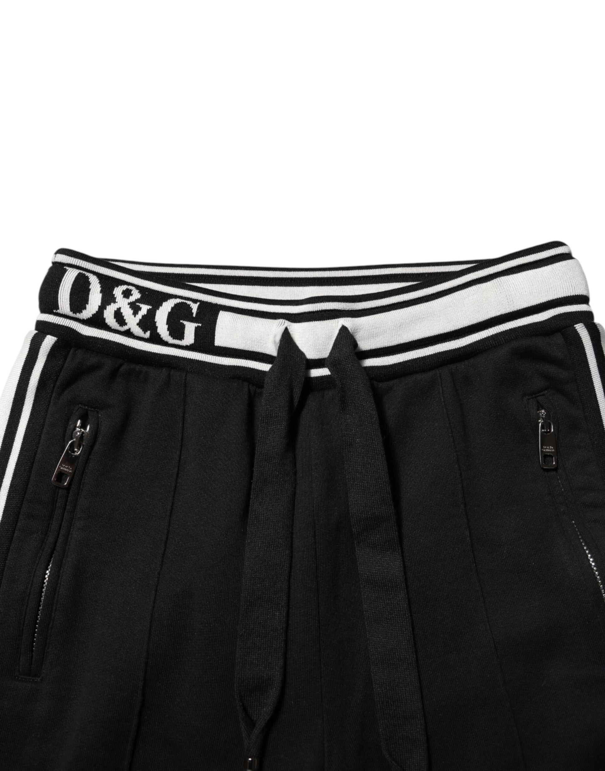 Dolce & Gabbana Black Cotton Jogger Logo Waist Pants Dolce & Gabbana
