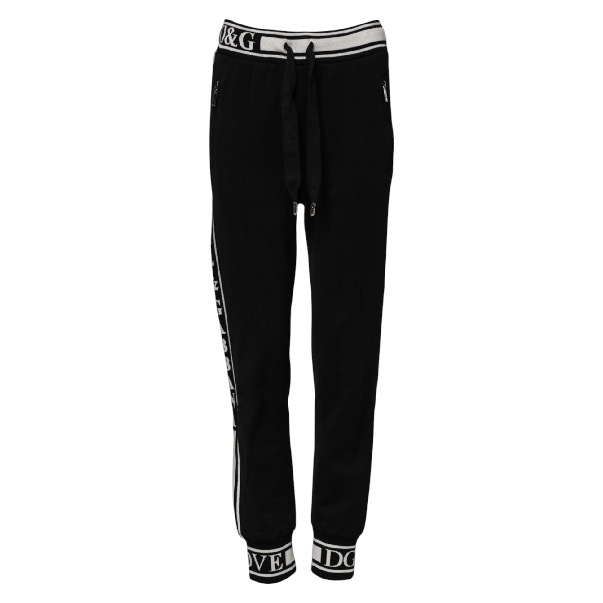 Dolce & Gabbana Black Cotton Jogger Logo Waist Pants Dolce & Gabbana