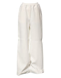 Dolce & Gabbana White Viscose Wide Leg Pull On Pants - Eljoys Fashion 
