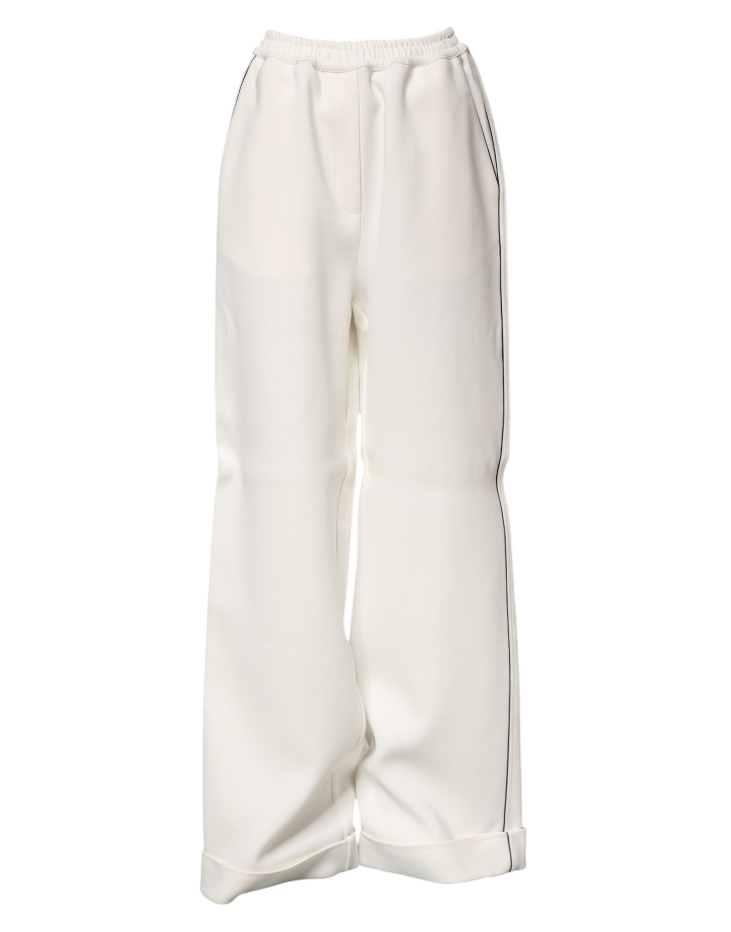 Dolce & Gabbana White Viscose Wide Leg Pull On Pants Dolce & Gabbana