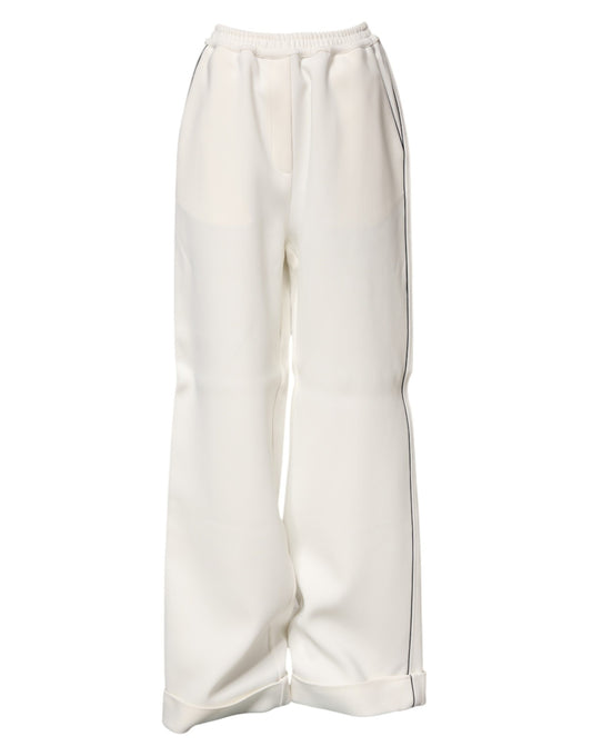Dolce & Gabbana White Viscose Wide Leg Pull On Pants Dolce & Gabbana