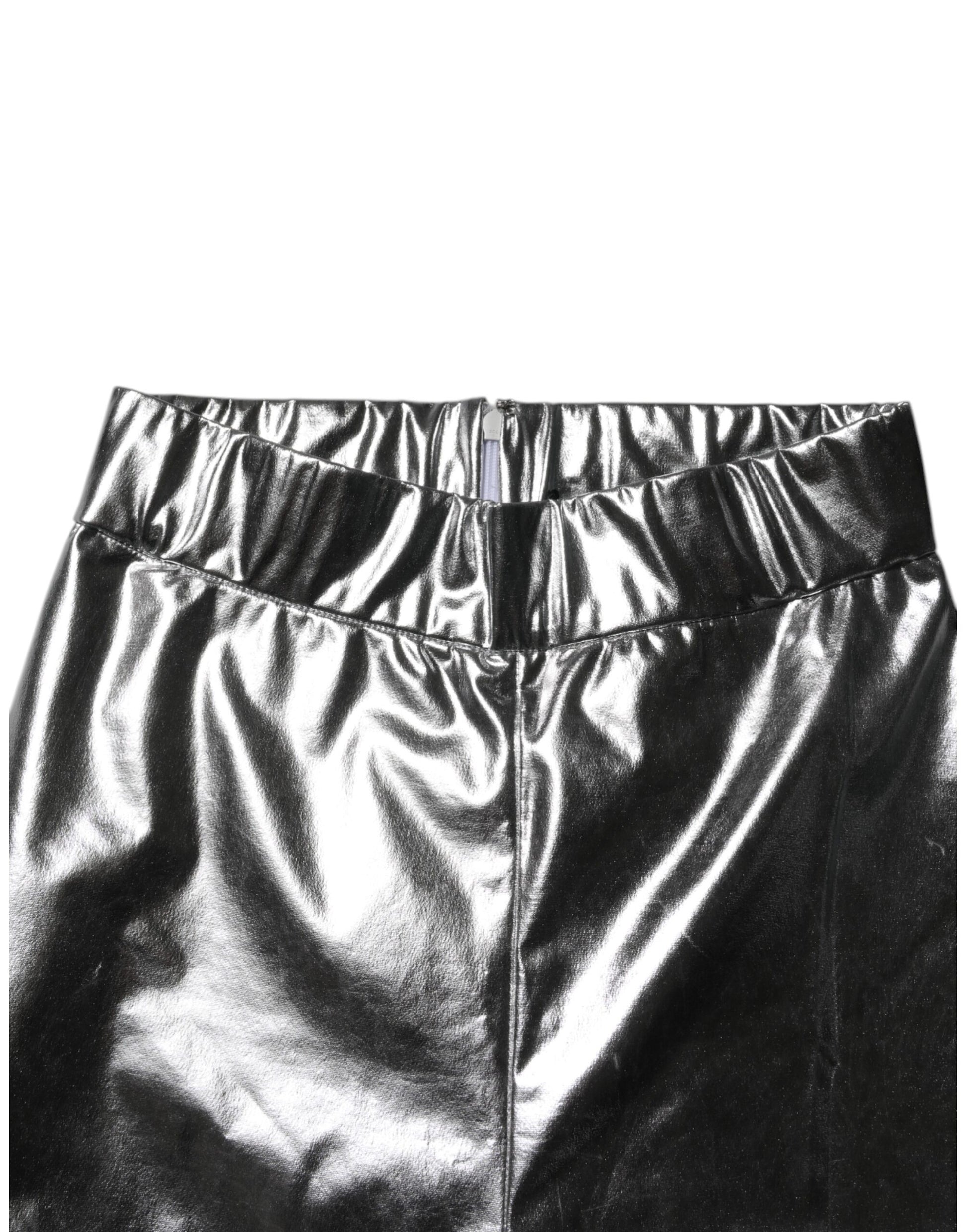 Dolce & Gabbana Metallic Silver Polyester Slim Fit Leggings Pants Dolce & Gabbana