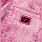 Dolce & Gabbana Pink Tie Dye High Waist Tapered Denim Jeans