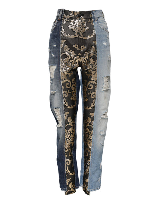 Dolce & Gabbana Multicolor Patchwork Tapered Denim Jeans Dolce & Gabbana