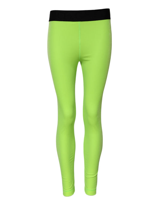 Dolce & Gabbana Green Nylon Slim Fit Leggings Pants Dolce & Gabbana