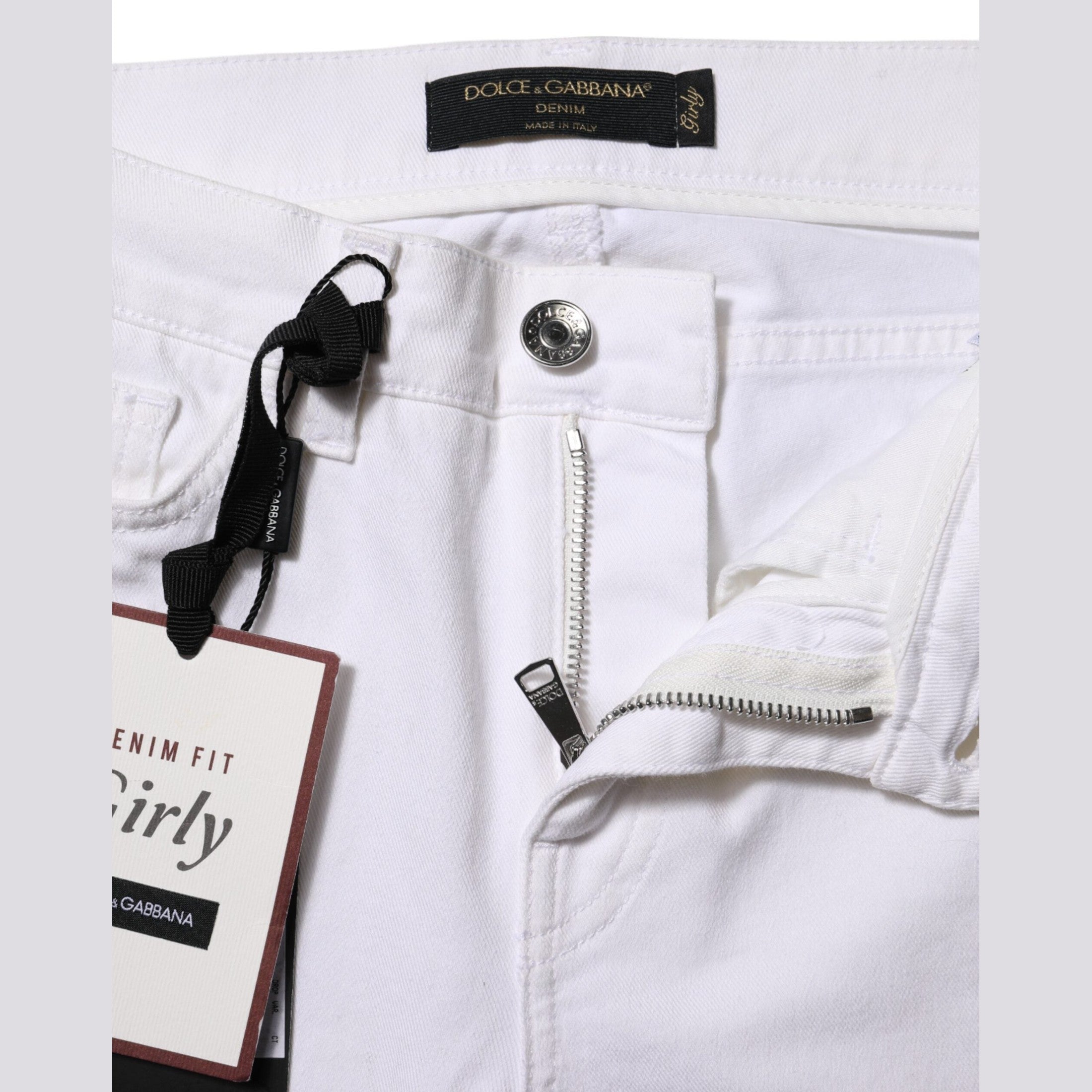 Dolce & Gabbana White Floral Embroidery GIRLY Denim Jeans