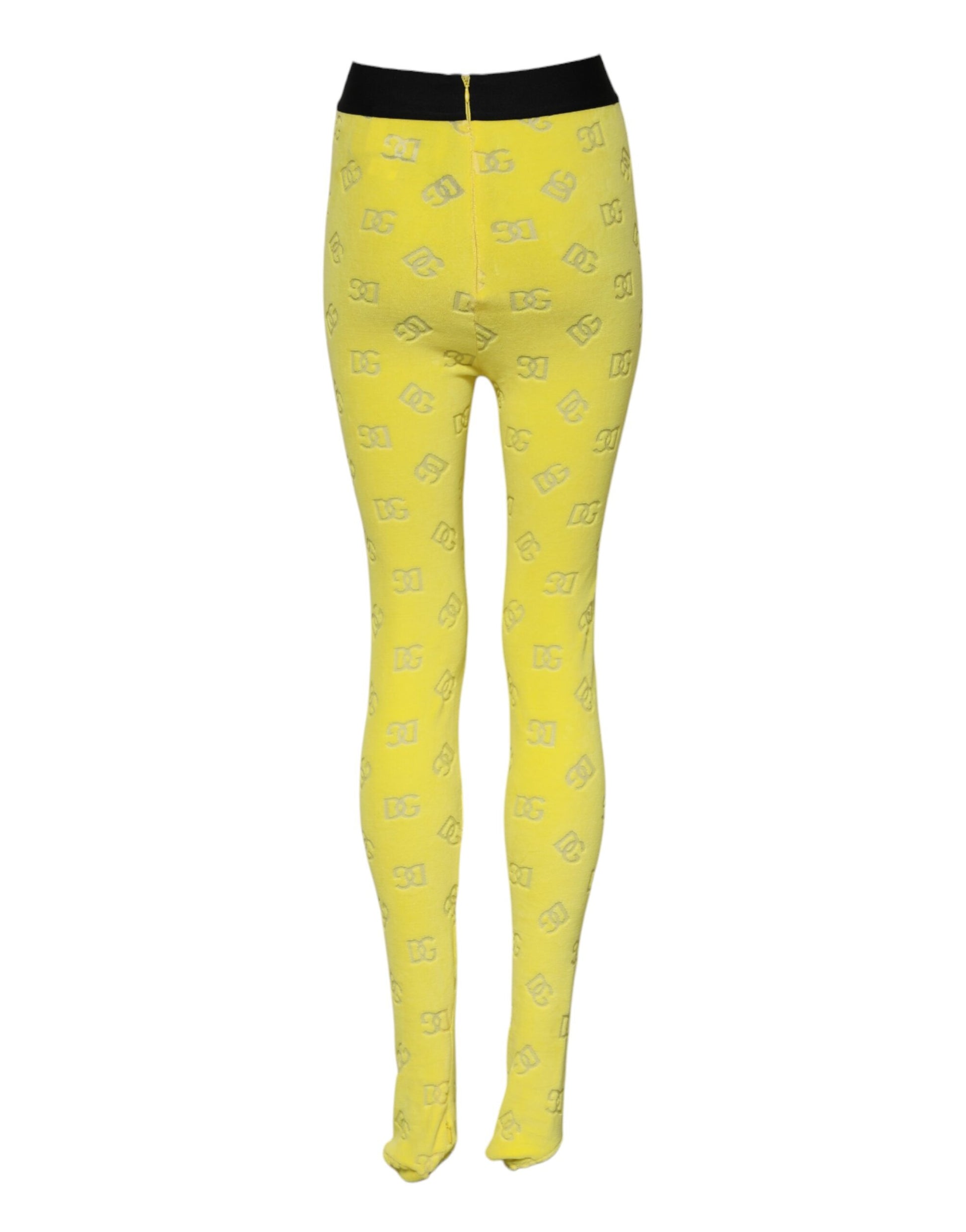 Dolce & Gabbana Yellow Logo Slim Fit Leggings Pants Dolce & Gabbana
