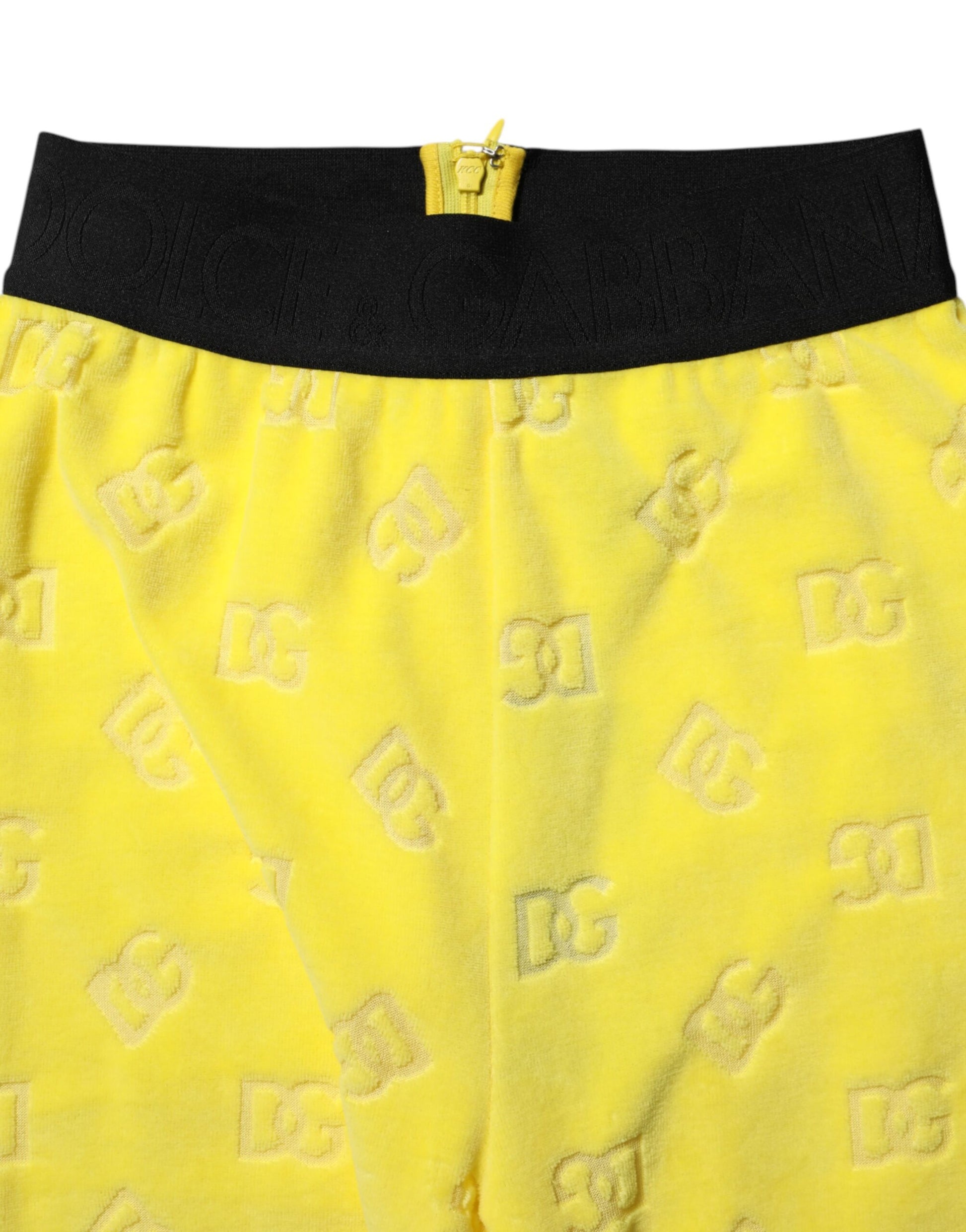 Dolce & Gabbana Yellow Logo Slim Fit Leggings Pants Dolce & Gabbana