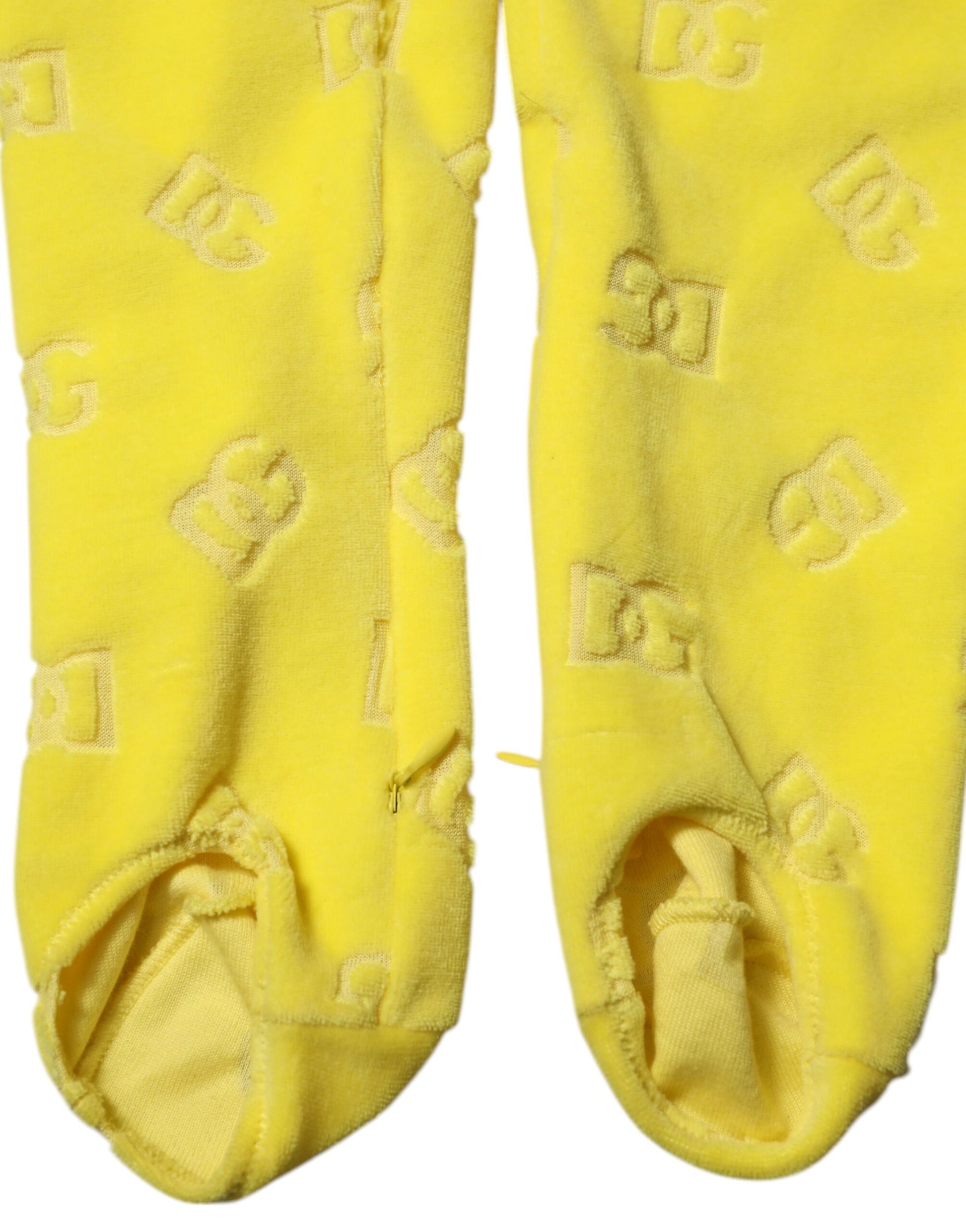 Dolce & Gabbana Yellow Logo Slim Fit Leggings Pants Dolce & Gabbana