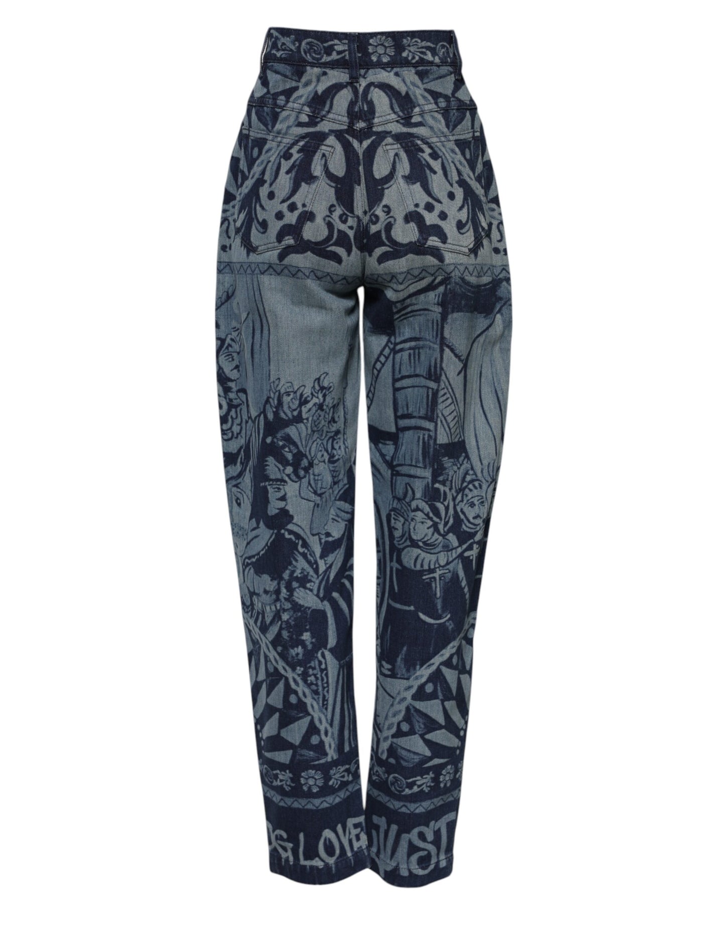 Dolce & Gabbana Blue Graphic Print Tapered Denim Jeans Dolce & Gabbana