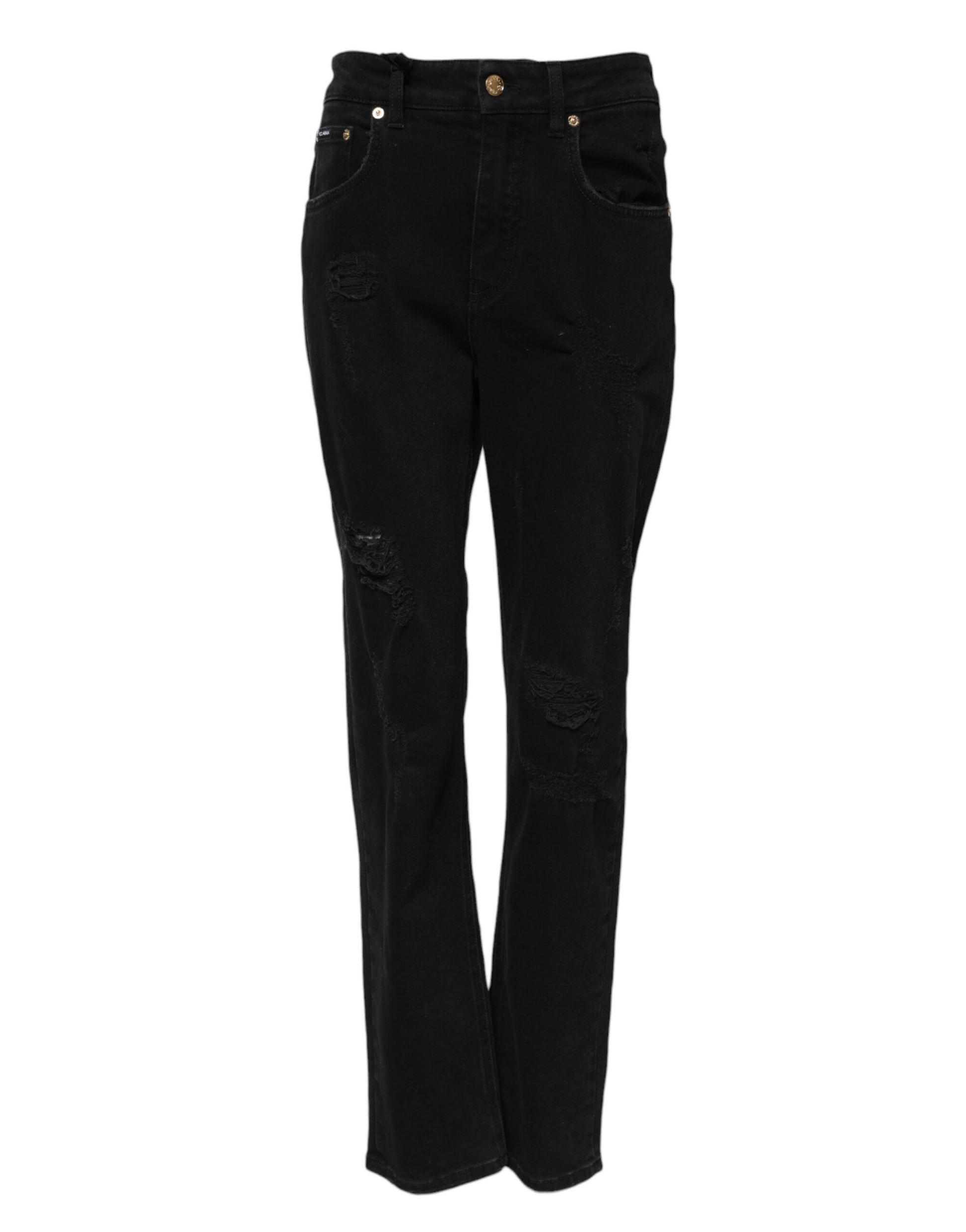 Dolce & Gabbana Black Boyfriend Cotton Flared Denim Jeans Dolce & Gabbana