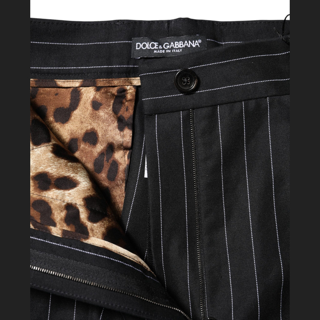 Dolce & Gabbana Black Stripes High Waist Tapered Pants