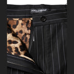Dolce & Gabbana Black Stripes High Waist Tapered Pants