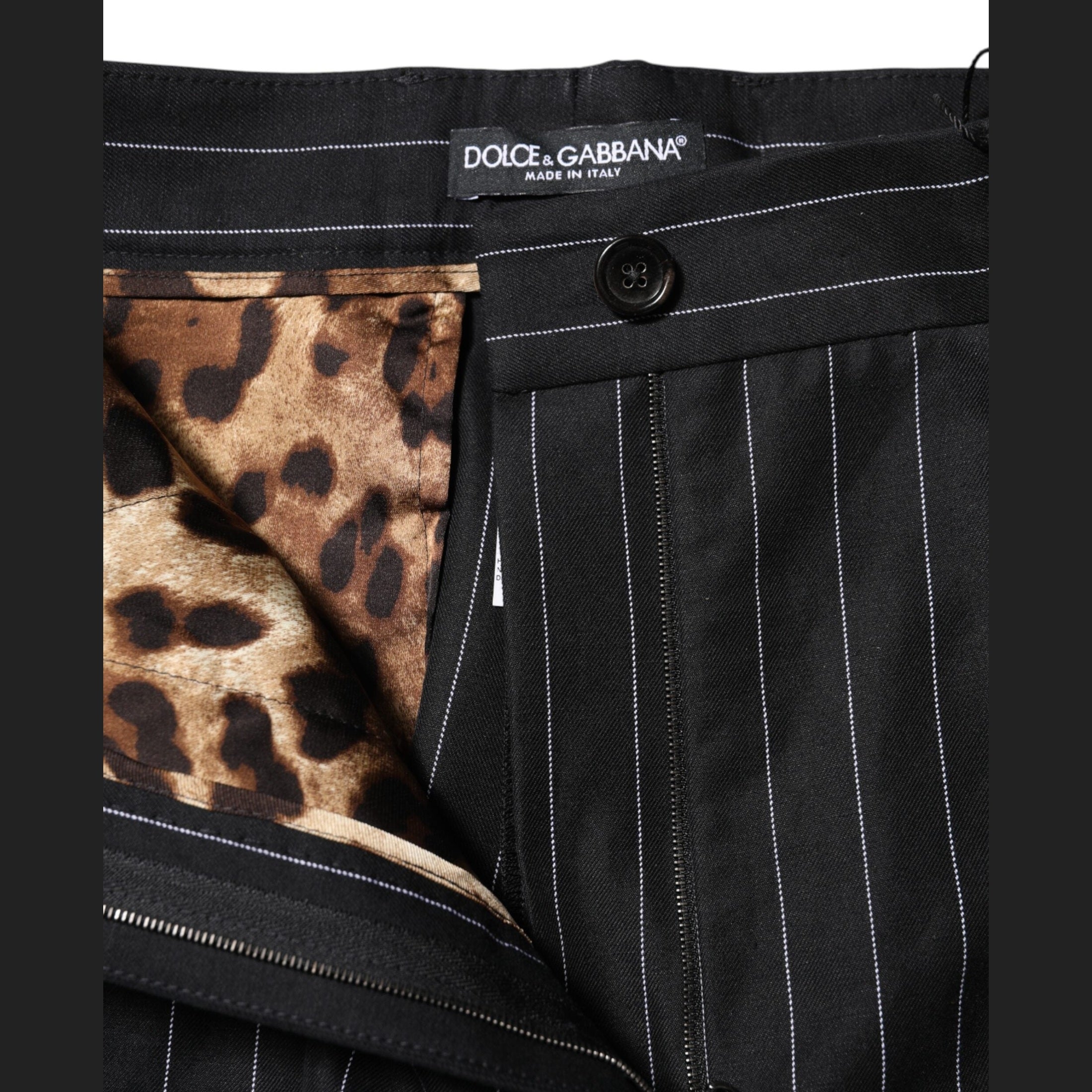 Dolce & Gabbana Black Stripes High Waist Tapered Pants