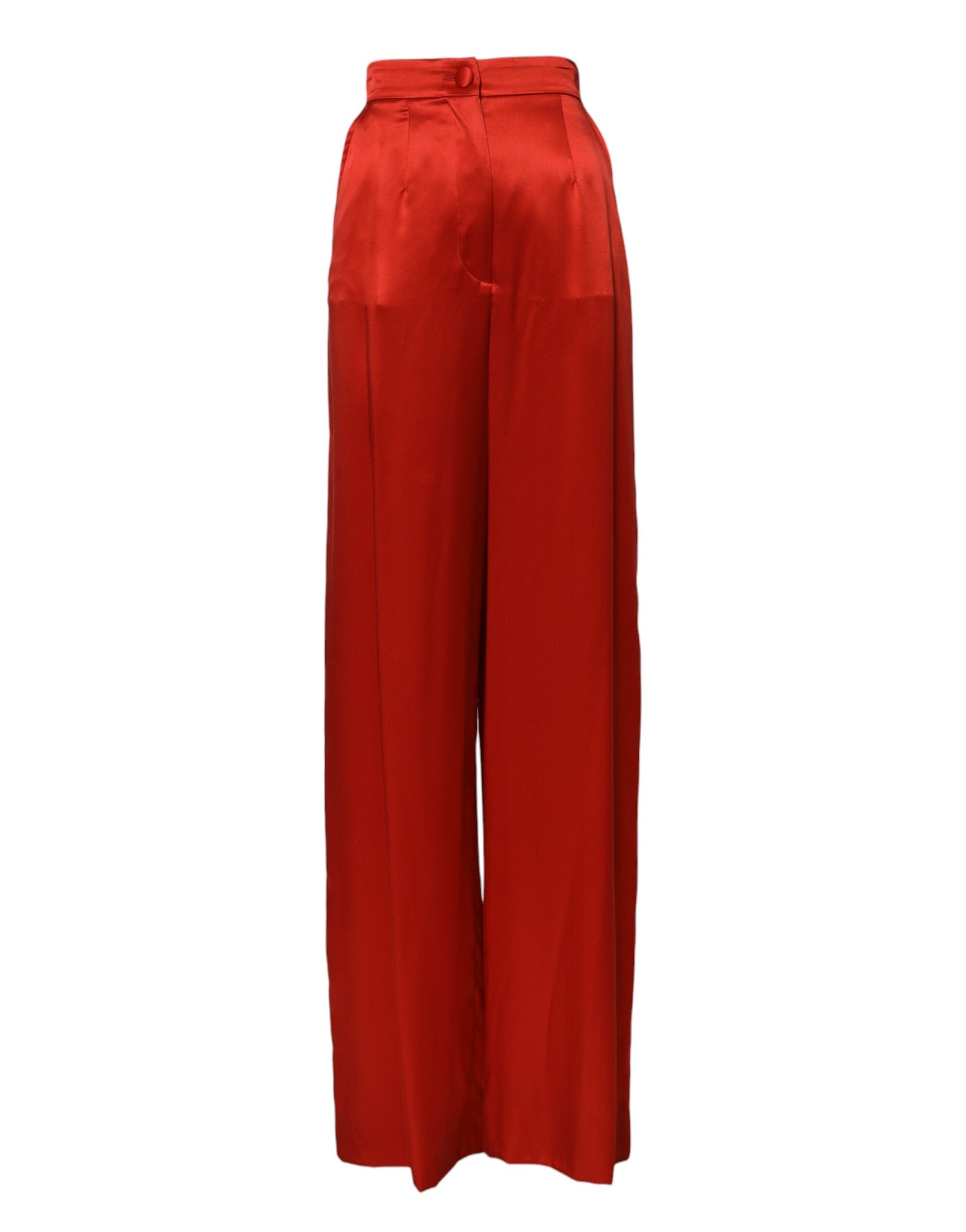 Dolce & Gabbana Red Satin High Waist Wide Leg Pants Dolce & Gabbana
