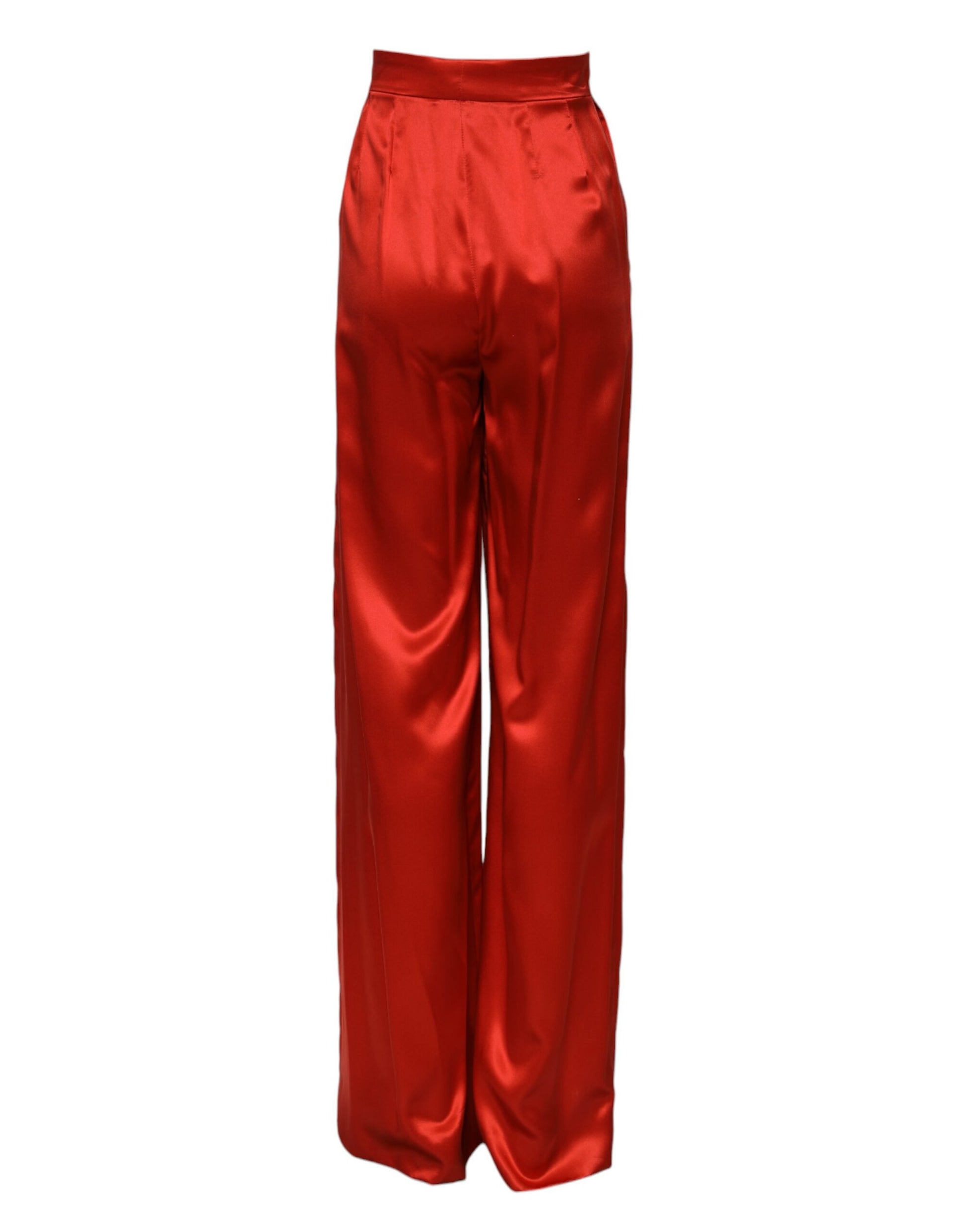 Dolce & Gabbana Red Satin High Waist Wide Leg Pants Dolce & Gabbana