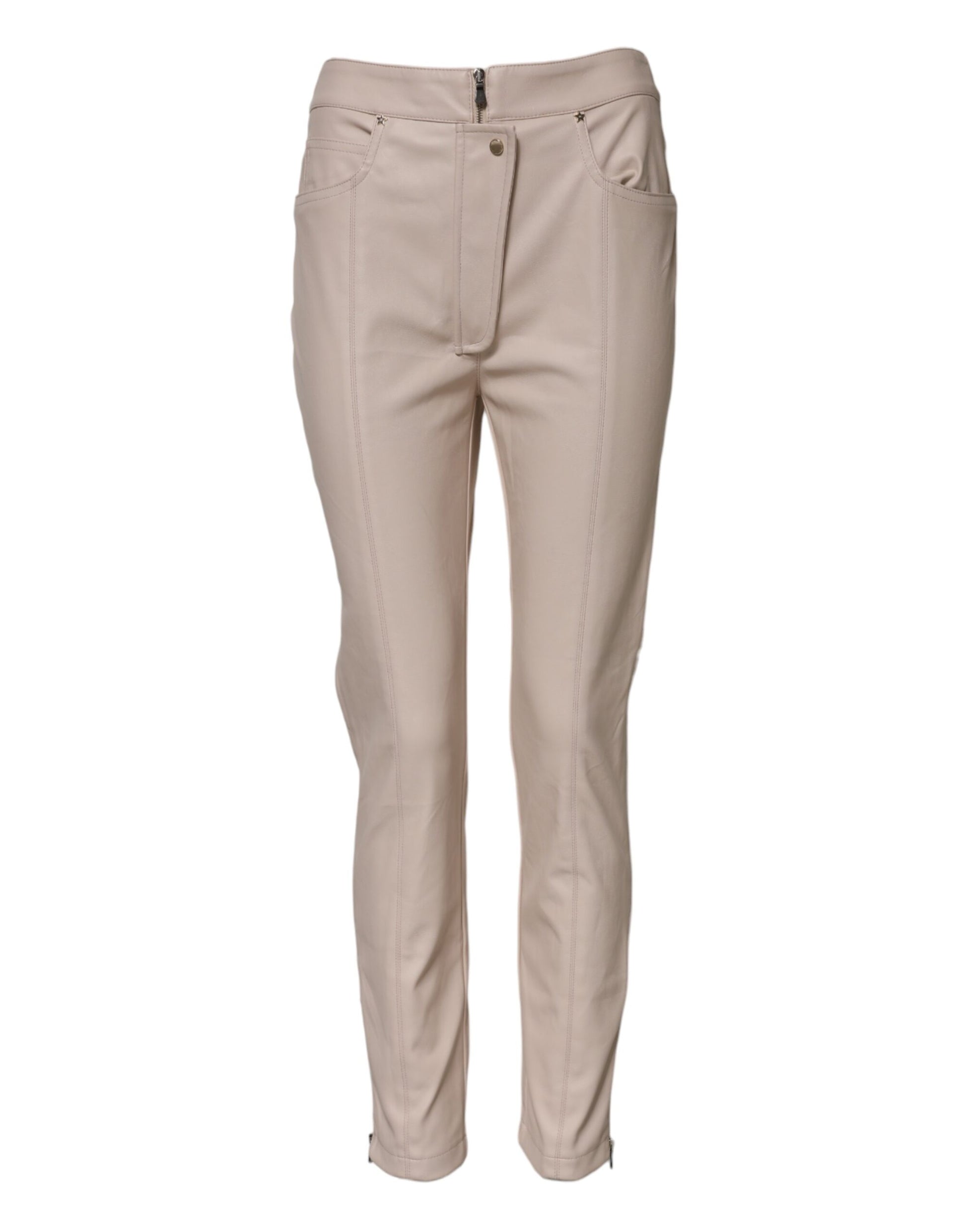 Elisabetta Franchi Beige High Waist Tapered Pants Elisabetta Franchi