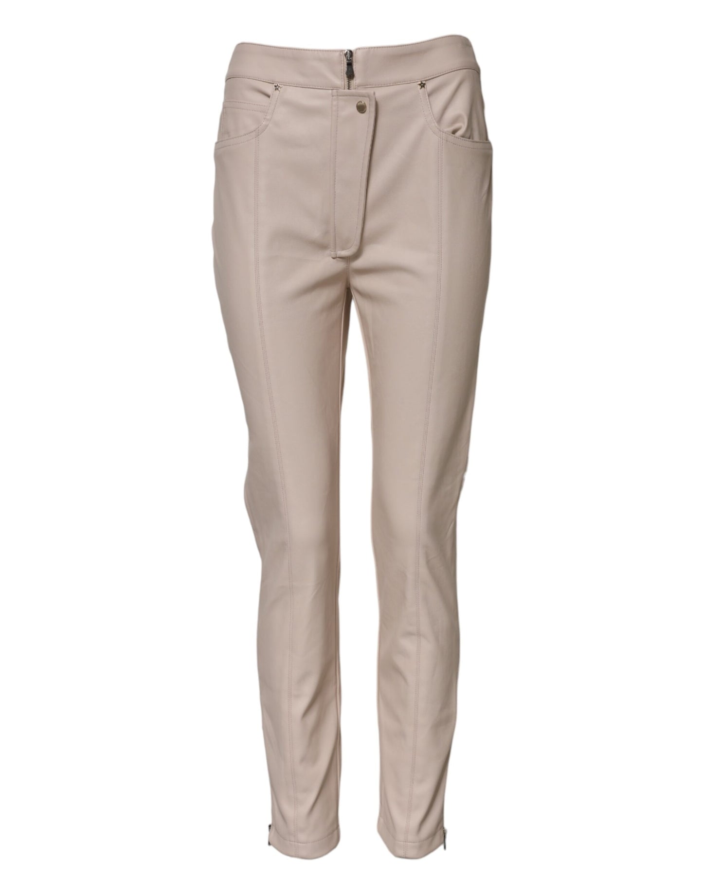 Elisabetta Franchi Beige High Waist Tapered Pants Elisabetta Franchi