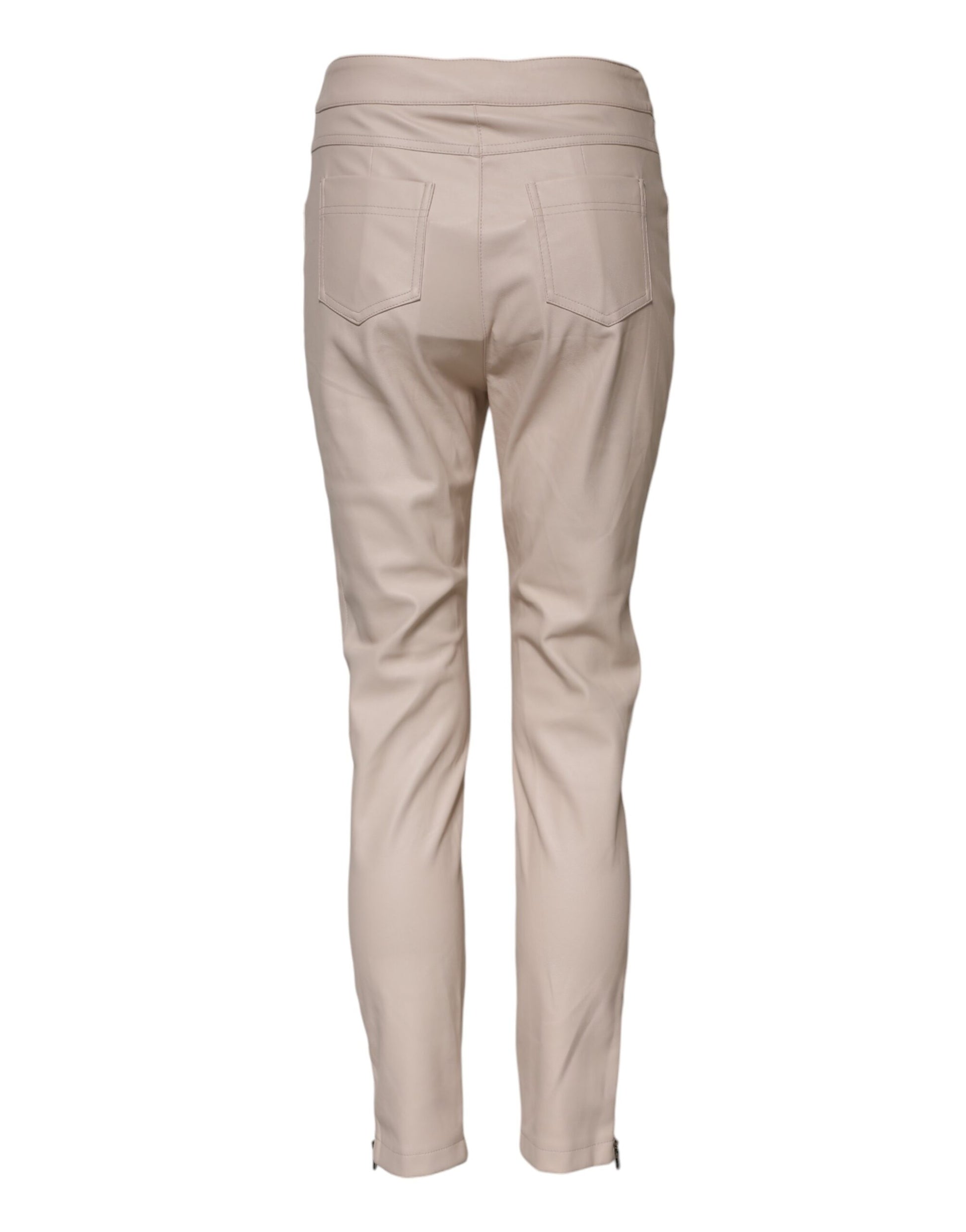 Elisabetta Franchi Beige High Waist Tapered Pants Elisabetta Franchi