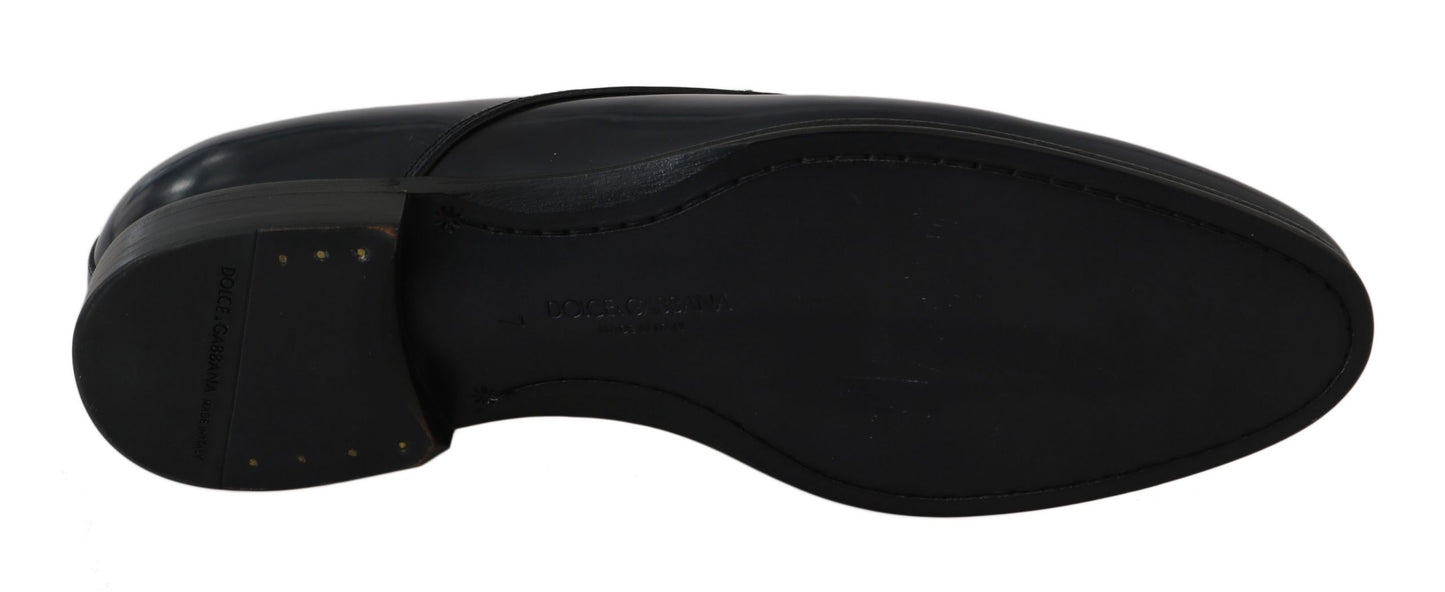 Dolce & Gabbana Blue Leather Dress Derby Formal Mens Shoes Dolce & Gabbana