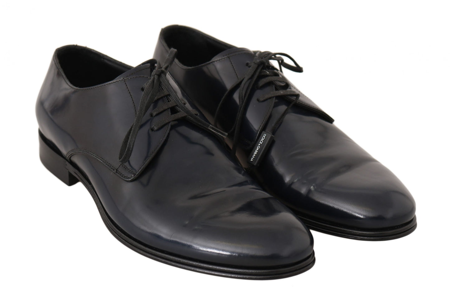 Dolce & Gabbana Blue Leather Dress Derby Formal Mens Shoes Dolce & Gabbana