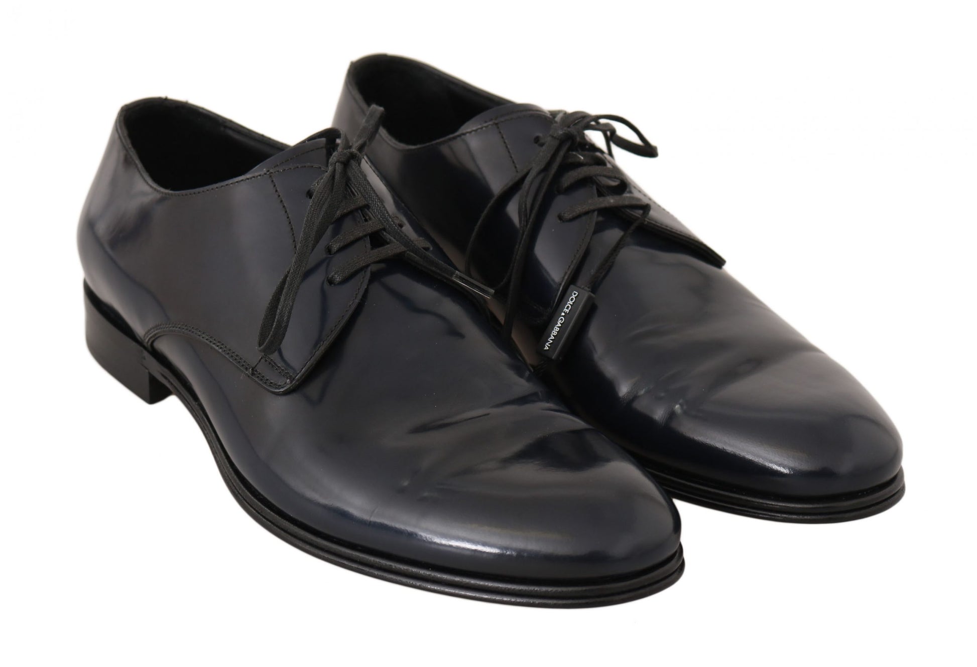 Dolce & Gabbana Blue Leather Dress Derby Formal Mens Shoes Dolce & Gabbana