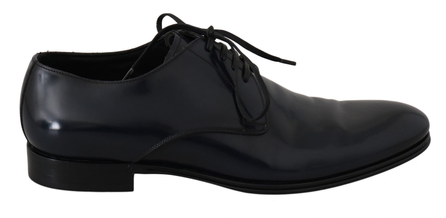 Dolce & Gabbana Blue Leather Dress Derby Formal Mens Shoes Dolce & Gabbana