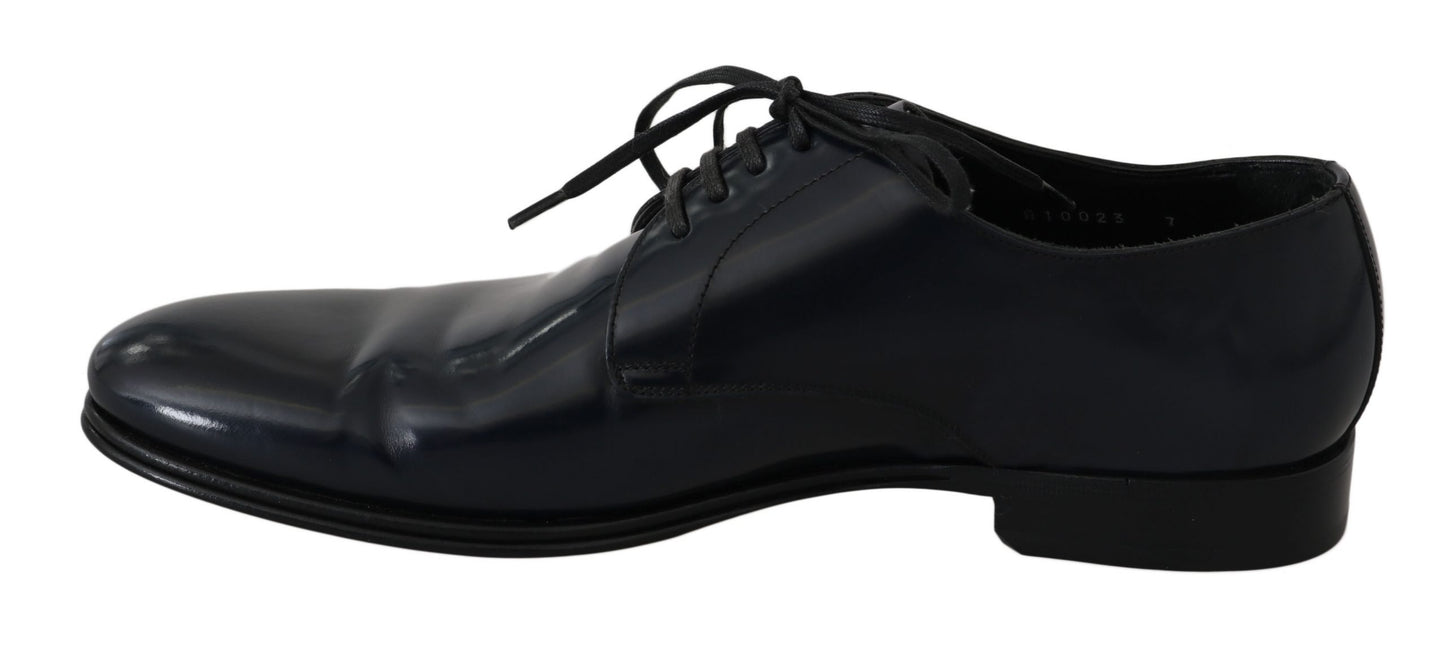 Dolce & Gabbana Blue Leather Dress Derby Formal Mens Shoes Dolce & Gabbana