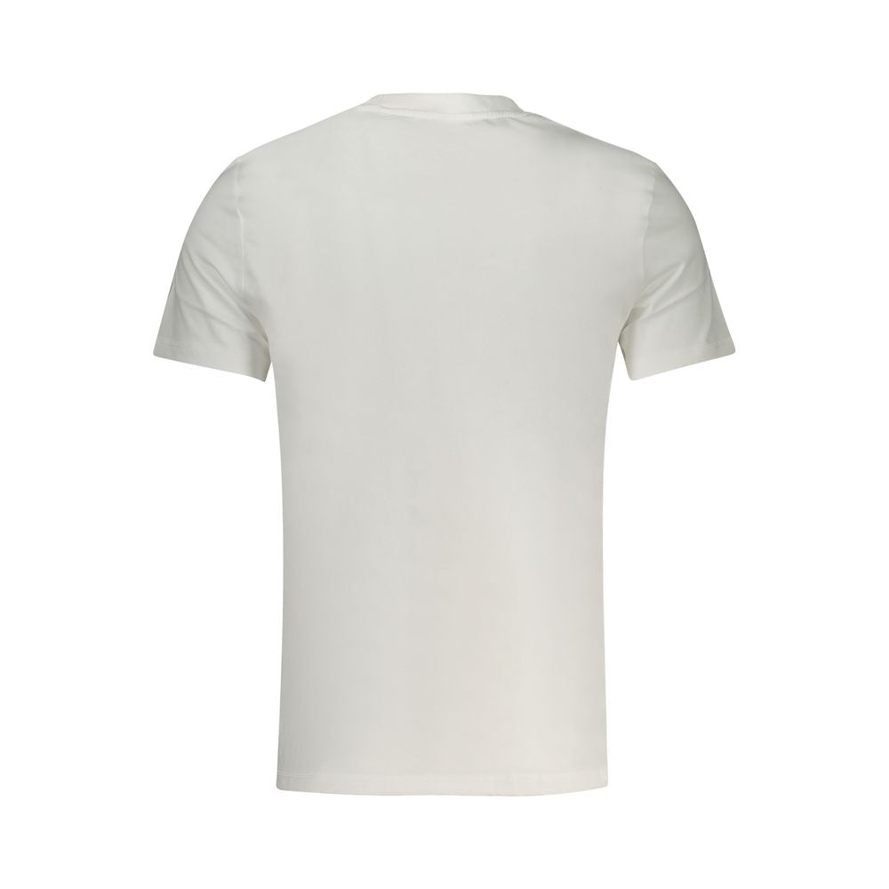 Guess Jeans men's white cotton T-shirt with round neckline and short sleeves, casual style, front logo detail.