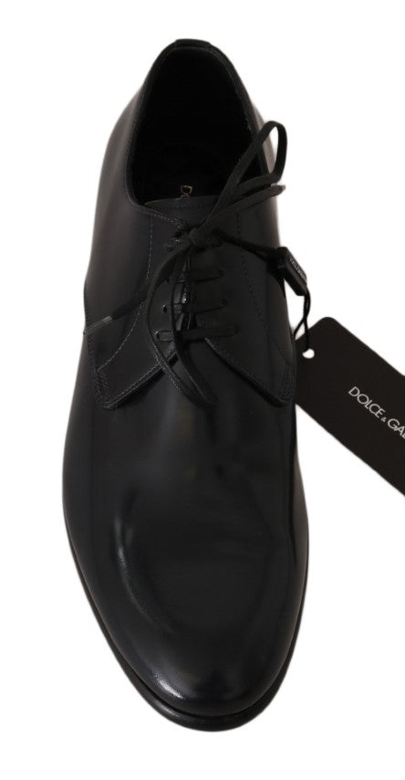 Dolce & Gabbana Blue Leather Polished Dress Derby Shoes Dolce & Gabbana